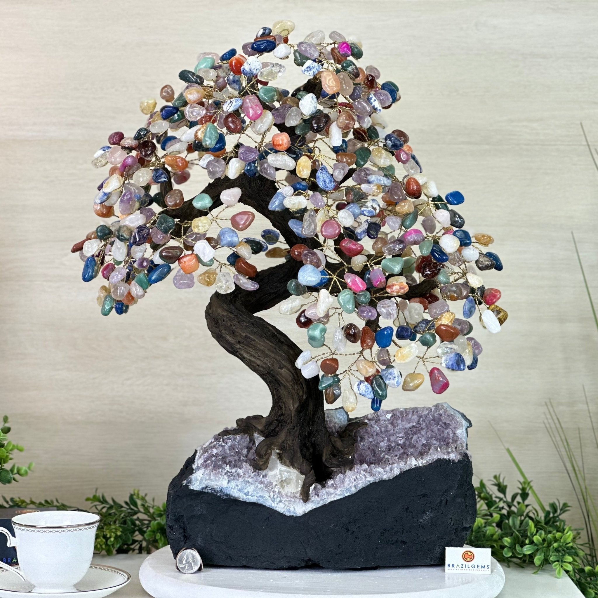 21.5" Tall Mixed Gems Gemstone Tree on an Amethyst base, 540 gems #5406MG - 014 - Brazil GemsBrazil Gems21.5" Tall Mixed Gems Gemstone Tree on an Amethyst base, 540 gems #5406MG - 014Gemstone Trees5406MG - 014