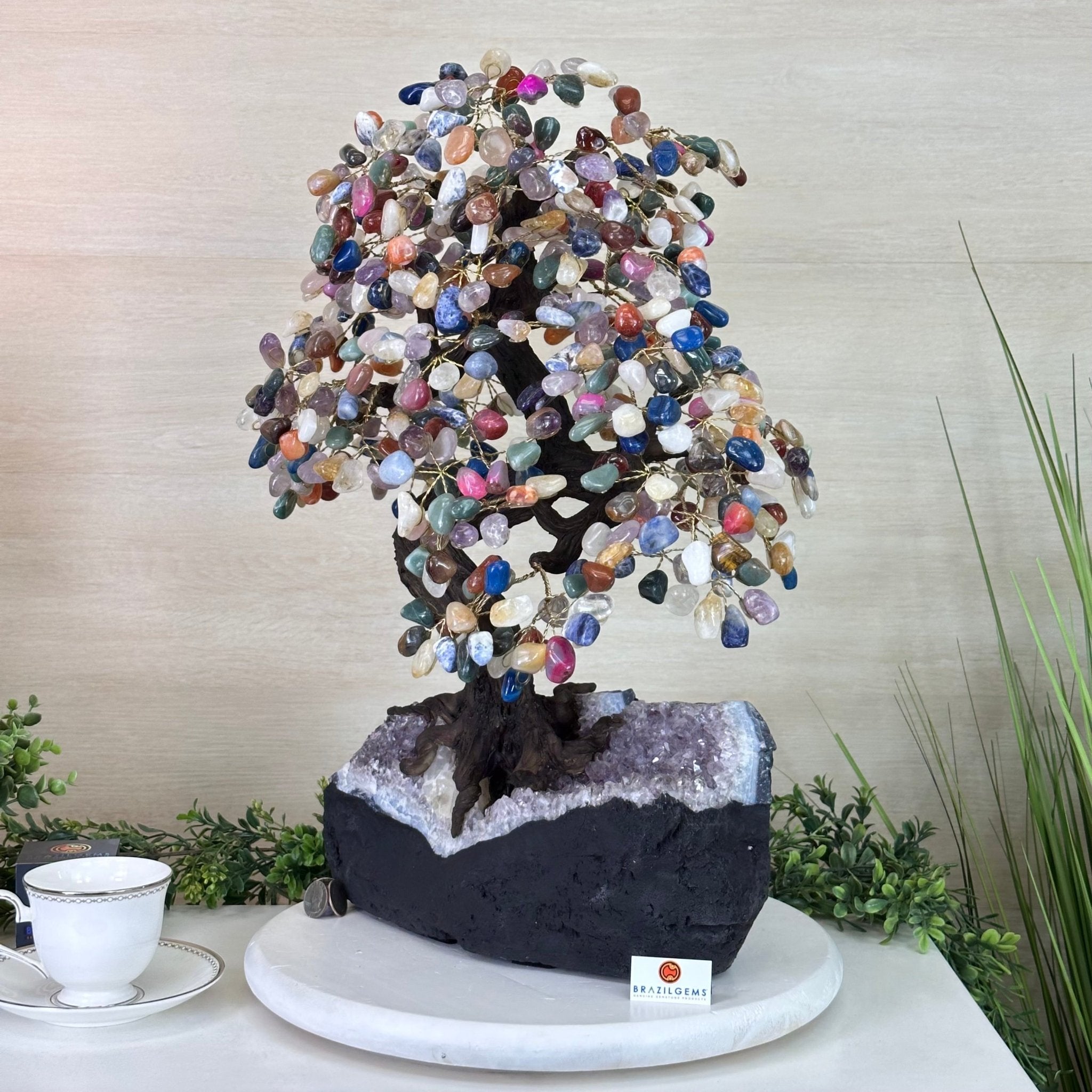 21.5" Tall Mixed Gems Gemstone Tree on an Amethyst base, 540 gems #5406MG - 014 - Brazil GemsBrazil Gems21.5" Tall Mixed Gems Gemstone Tree on an Amethyst base, 540 gems #5406MG - 014Gemstone Trees5406MG - 014