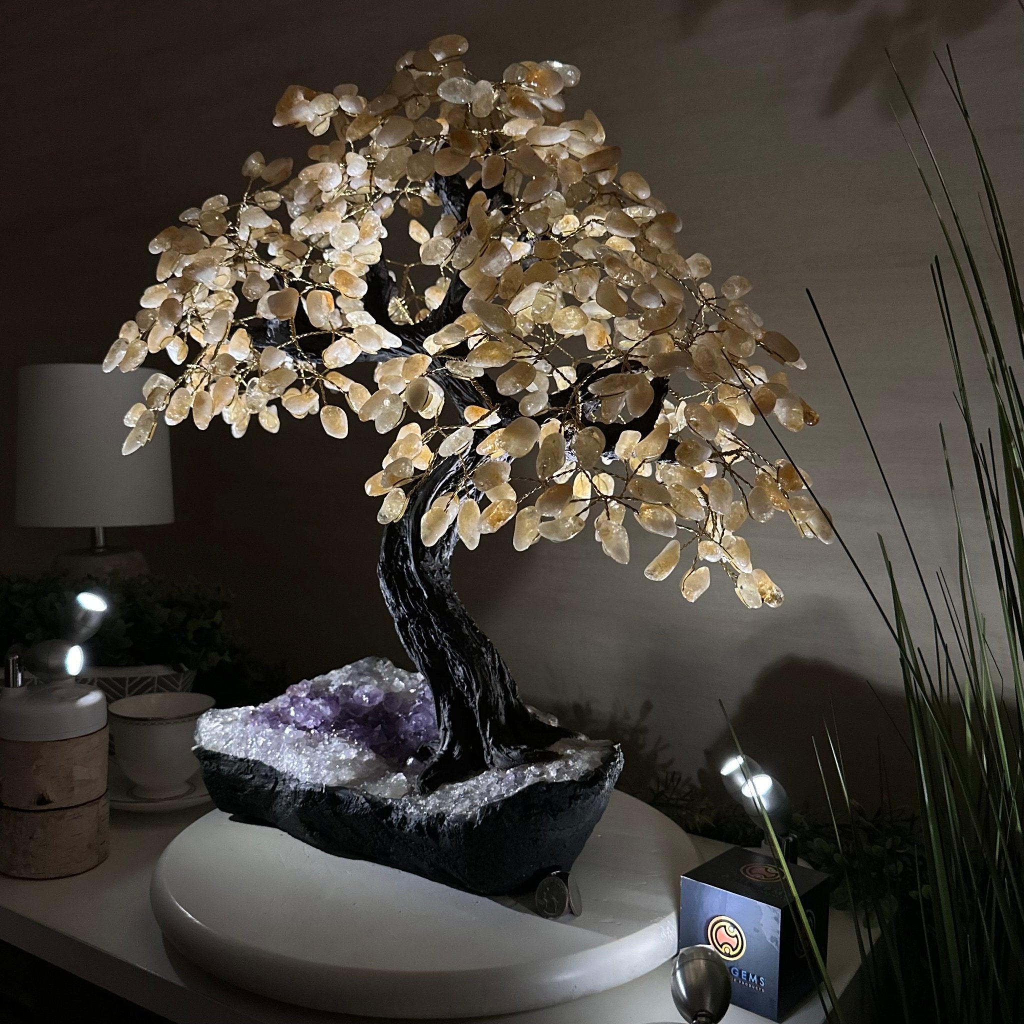 21.75" Tall Citrine Gemstone Tree on an Amethyst Base, 540 gems #5406CI - 023 - Brazil GemsBrazil Gems21.75" Tall Citrine Gemstone Tree on an Amethyst Base, 540 gems #5406CI - 023Gemstone Trees5406CI - 023