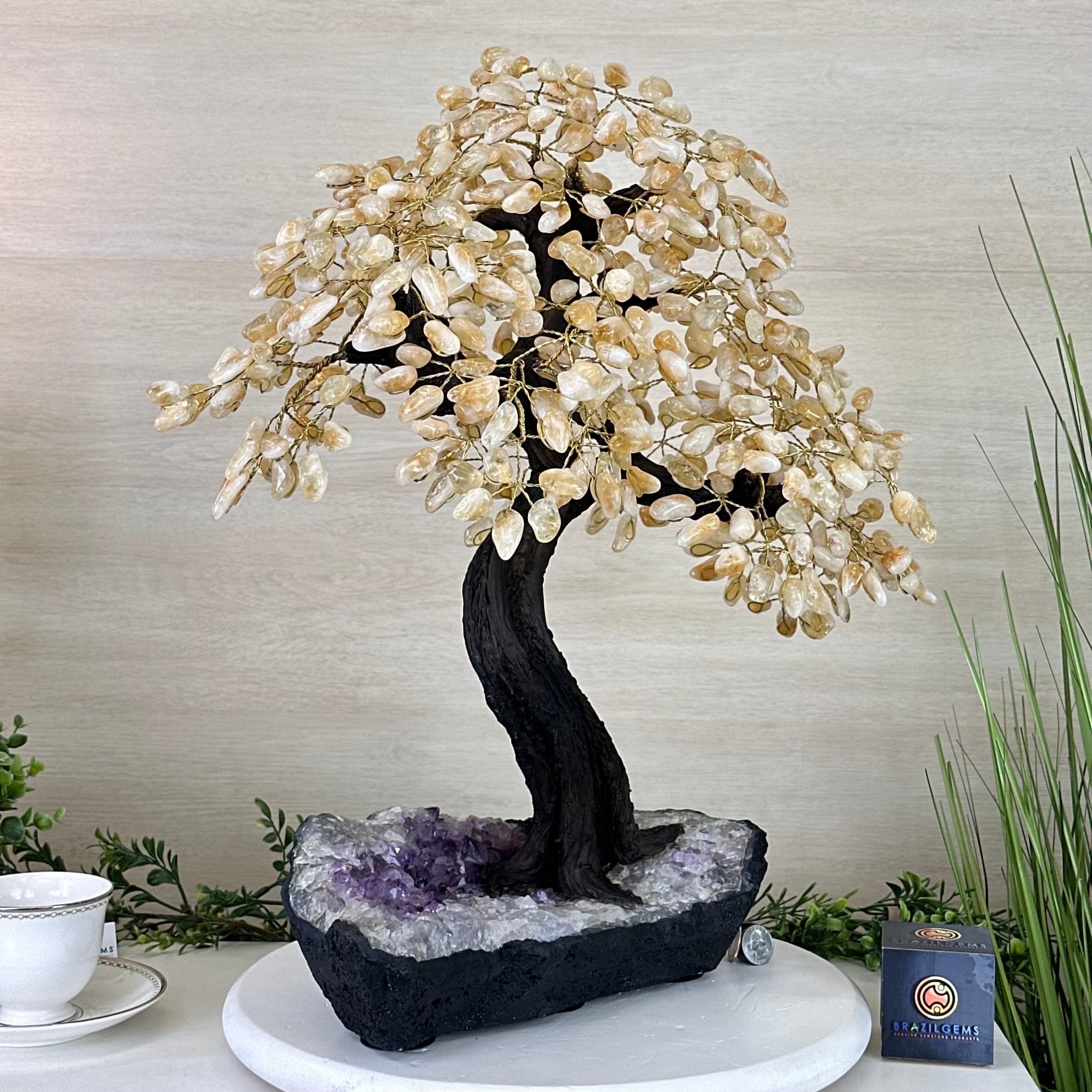 21.75" Tall Citrine Gemstone Tree on an Amethyst Base, 540 gems #5406CI - 023 - Brazil GemsBrazil Gems21.75" Tall Citrine Gemstone Tree on an Amethyst Base, 540 gems #5406CI - 023Gemstone Trees5406CI - 023