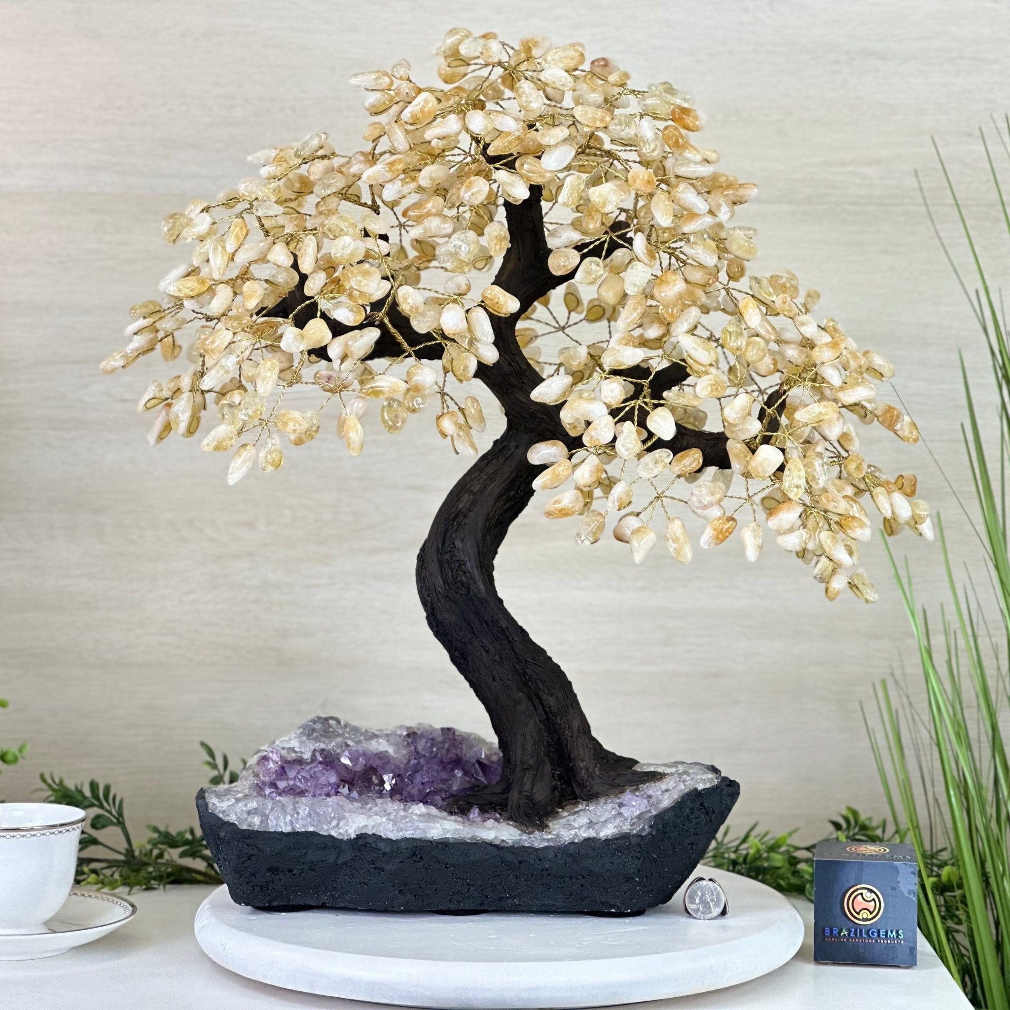 21.75" Tall Citrine Gemstone Tree on an Amethyst Base, 540 gems #5406CI - 023 - Brazil GemsBrazil Gems21.75" Tall Citrine Gemstone Tree on an Amethyst Base, 540 gems #5406CI - 023Gemstone Trees5406CI - 023