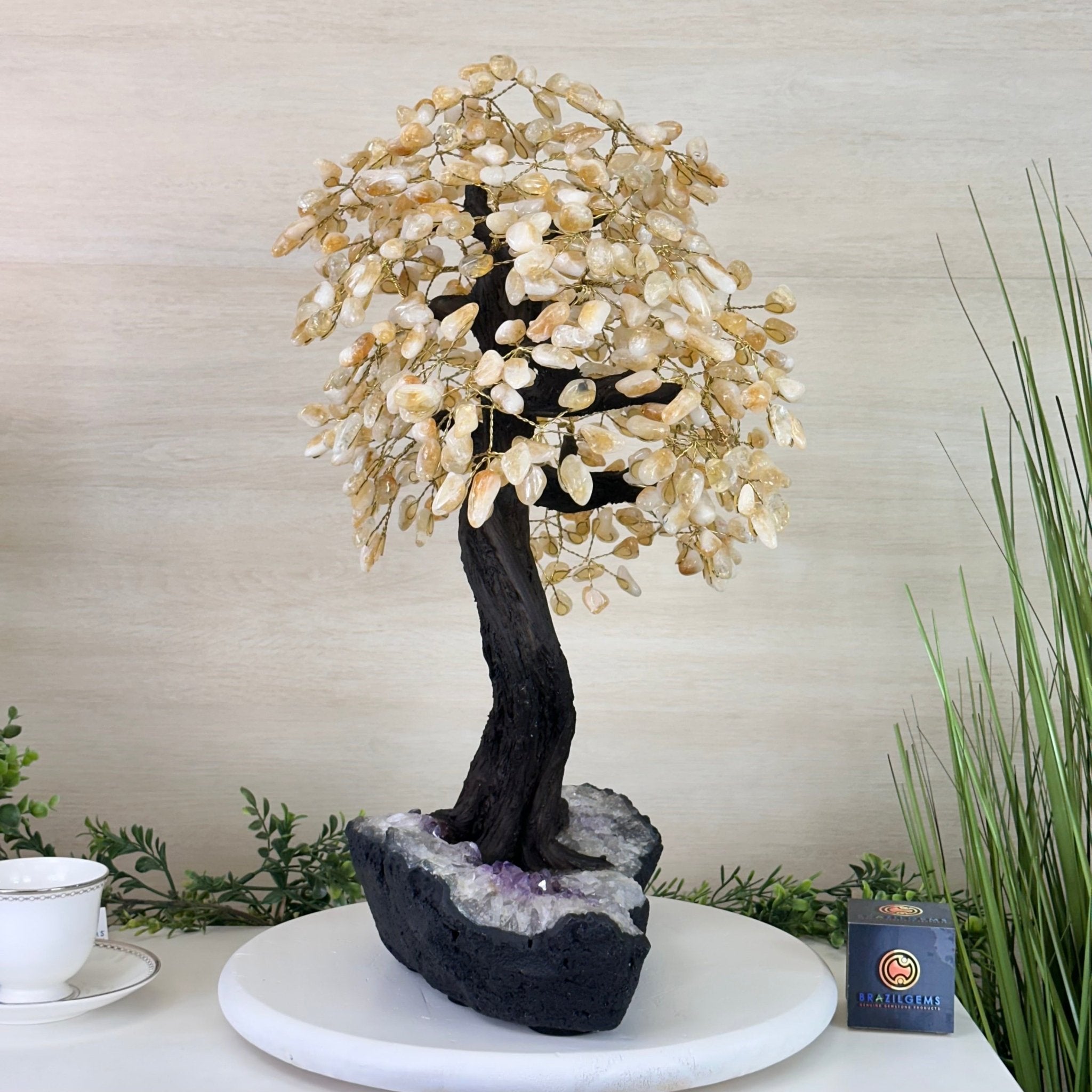 21.75" Tall Citrine Gemstone Tree on an Amethyst Base, 540 gems #5406CI - 023 - Brazil GemsBrazil Gems21.75" Tall Citrine Gemstone Tree on an Amethyst Base, 540 gems #5406CI - 023Gemstone Trees5406CI - 023