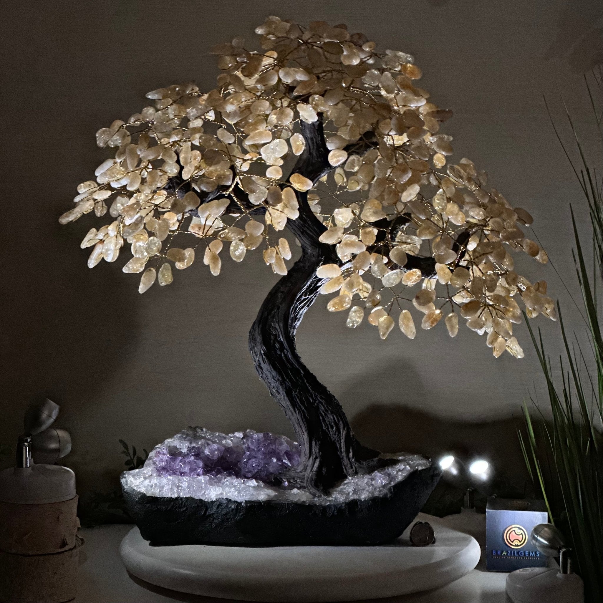 21.75" Tall Citrine Gemstone Tree on an Amethyst Base, 540 gems #5406CI - 023 - Brazil GemsBrazil Gems21.75" Tall Citrine Gemstone Tree on an Amethyst Base, 540 gems #5406CI - 023Gemstone Trees5406CI - 023