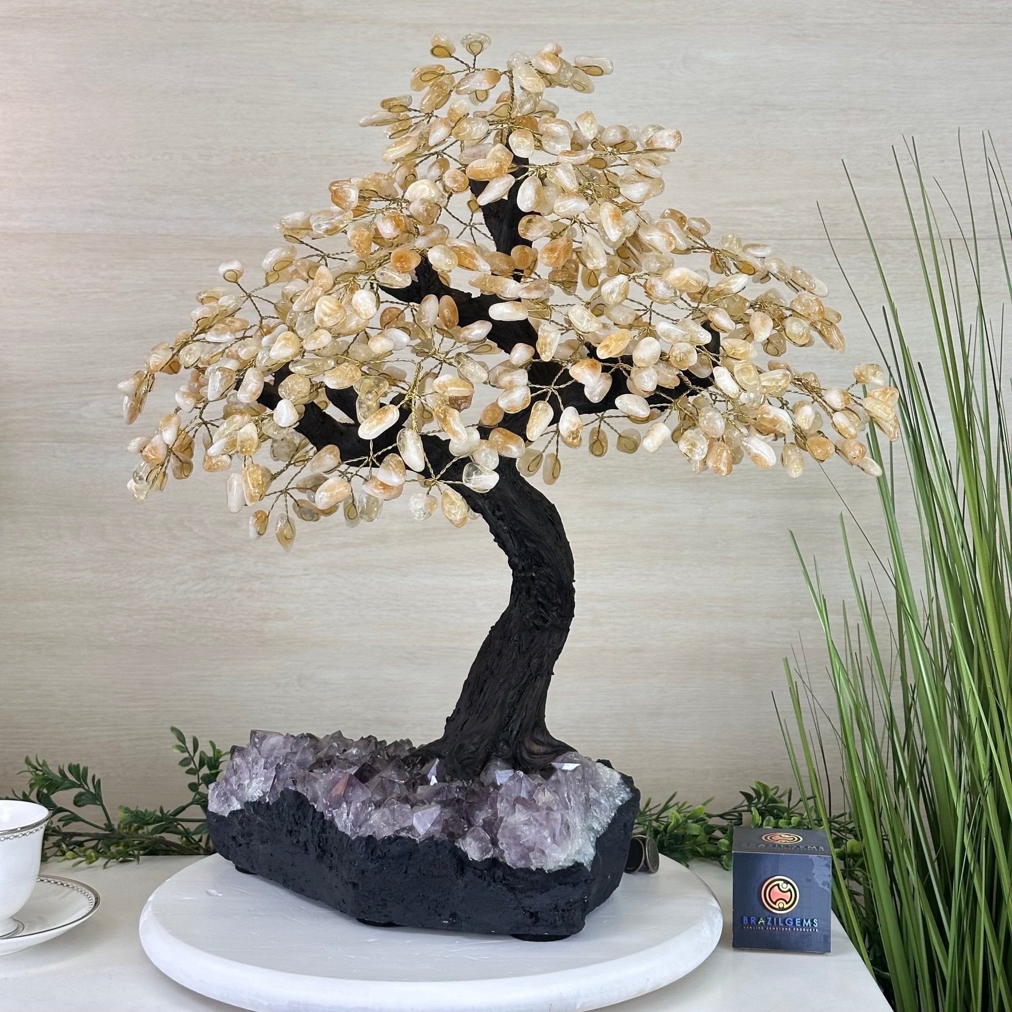 21.75" Tall Citrine Gemstone Tree on an Amethyst Base, 540 gems #5406CI - 024 - Brazil GemsBrazil Gems21.75" Tall Citrine Gemstone Tree on an Amethyst Base, 540 gems #5406CI - 024Gemstone Trees5406CI - 024