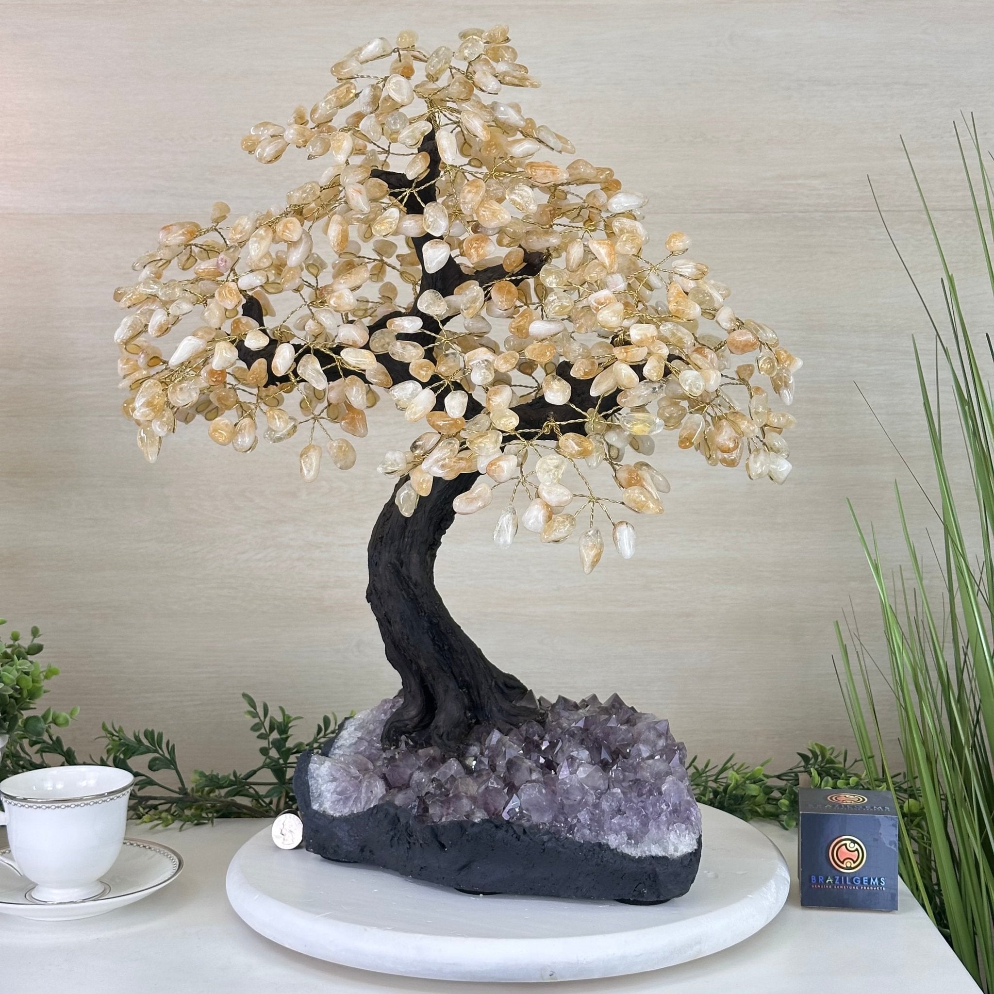 21.75" Tall Citrine Gemstone Tree on an Amethyst Base, 540 gems #5406CI - 024 - Brazil GemsBrazil Gems21.75" Tall Citrine Gemstone Tree on an Amethyst Base, 540 gems #5406CI - 024Gemstone Trees5406CI - 024