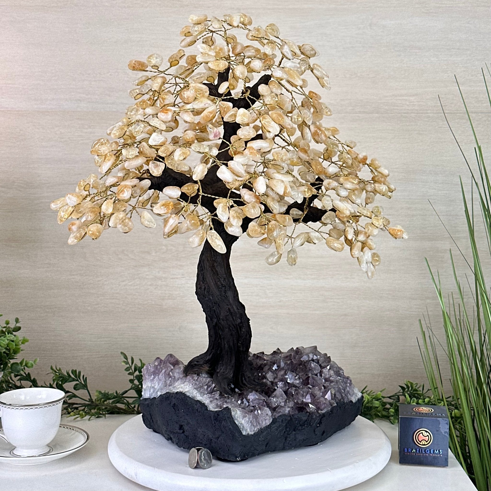 21.75" Tall Citrine Gemstone Tree on an Amethyst Base, 540 gems #5406CI - 024 - Brazil GemsBrazil Gems21.75" Tall Citrine Gemstone Tree on an Amethyst Base, 540 gems #5406CI - 024Gemstone Trees5406CI - 024