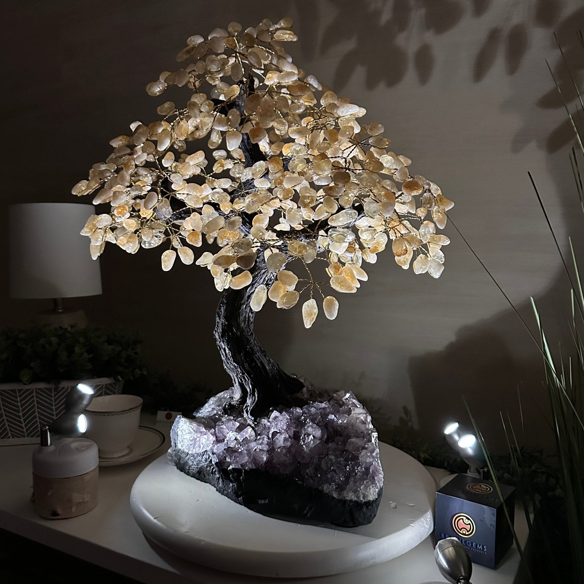 21.75" Tall Citrine Gemstone Tree on an Amethyst Base, 540 gems #5406CI - 024 - Brazil GemsBrazil Gems21.75" Tall Citrine Gemstone Tree on an Amethyst Base, 540 gems #5406CI - 024Gemstone Trees5406CI - 024