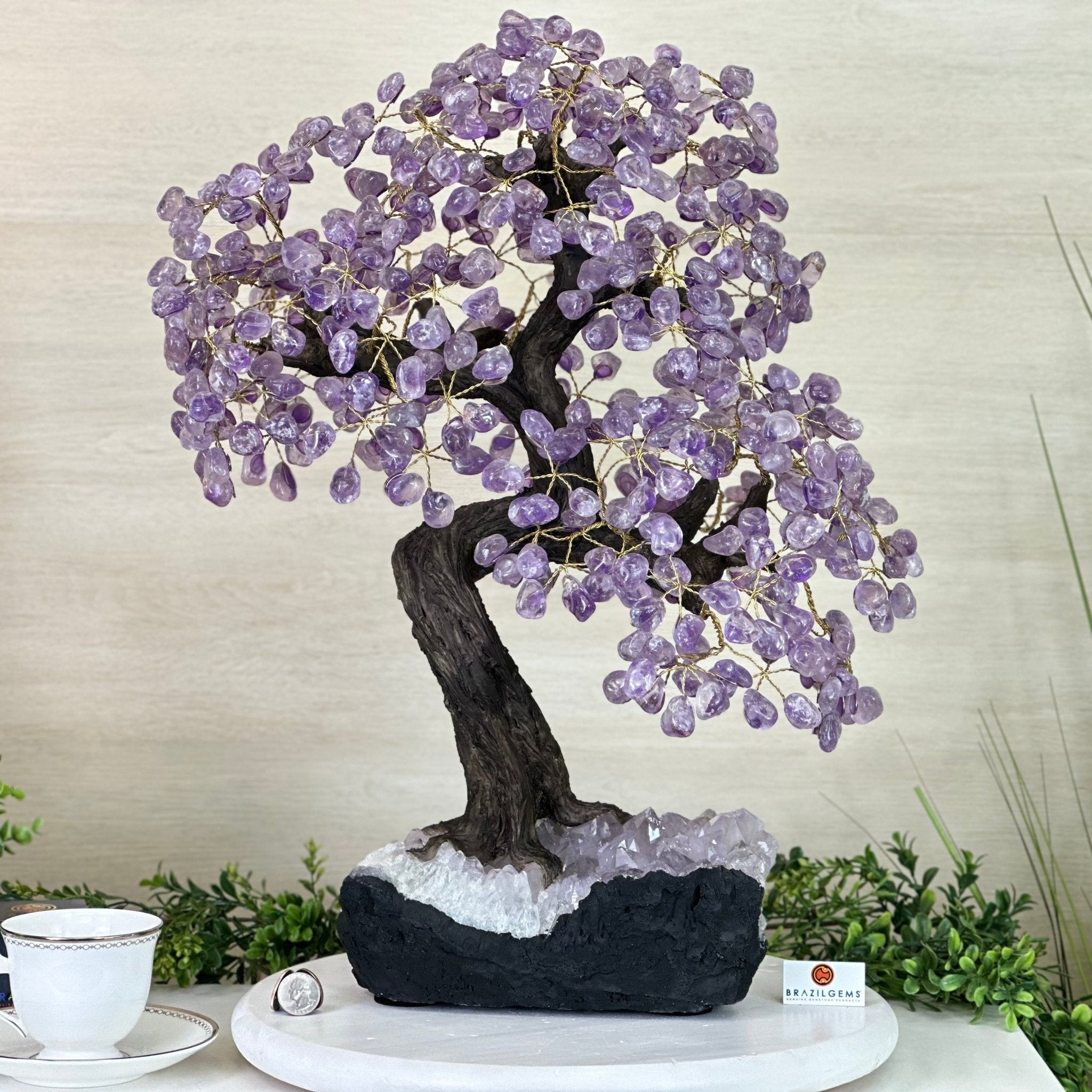 21.8" Tall Amethyst Gemstone Tree on an Amethyst base, 540 gems #5406AM - 040 - Brazil GemsBrazil Gems21.8" Tall Amethyst Gemstone Tree on an Amethyst base, 540 gems #5406AM - 040Gemstone Trees5406AM - 040