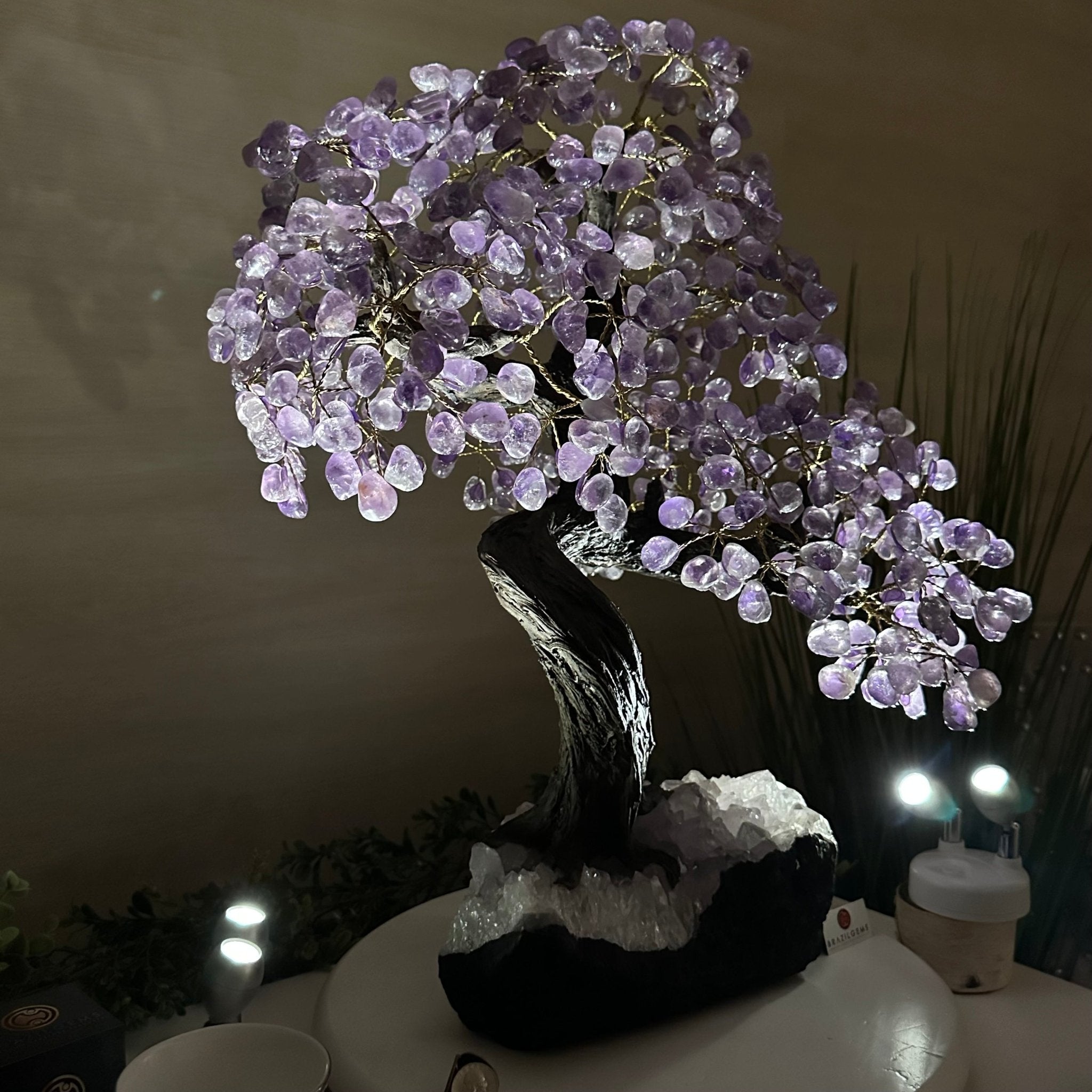 21.8" Tall Amethyst Gemstone Tree on an Amethyst base, 540 gems #5406AM - 040 - Brazil GemsBrazil Gems21.8" Tall Amethyst Gemstone Tree on an Amethyst base, 540 gems #5406AM - 040Gemstone Trees5406AM - 040