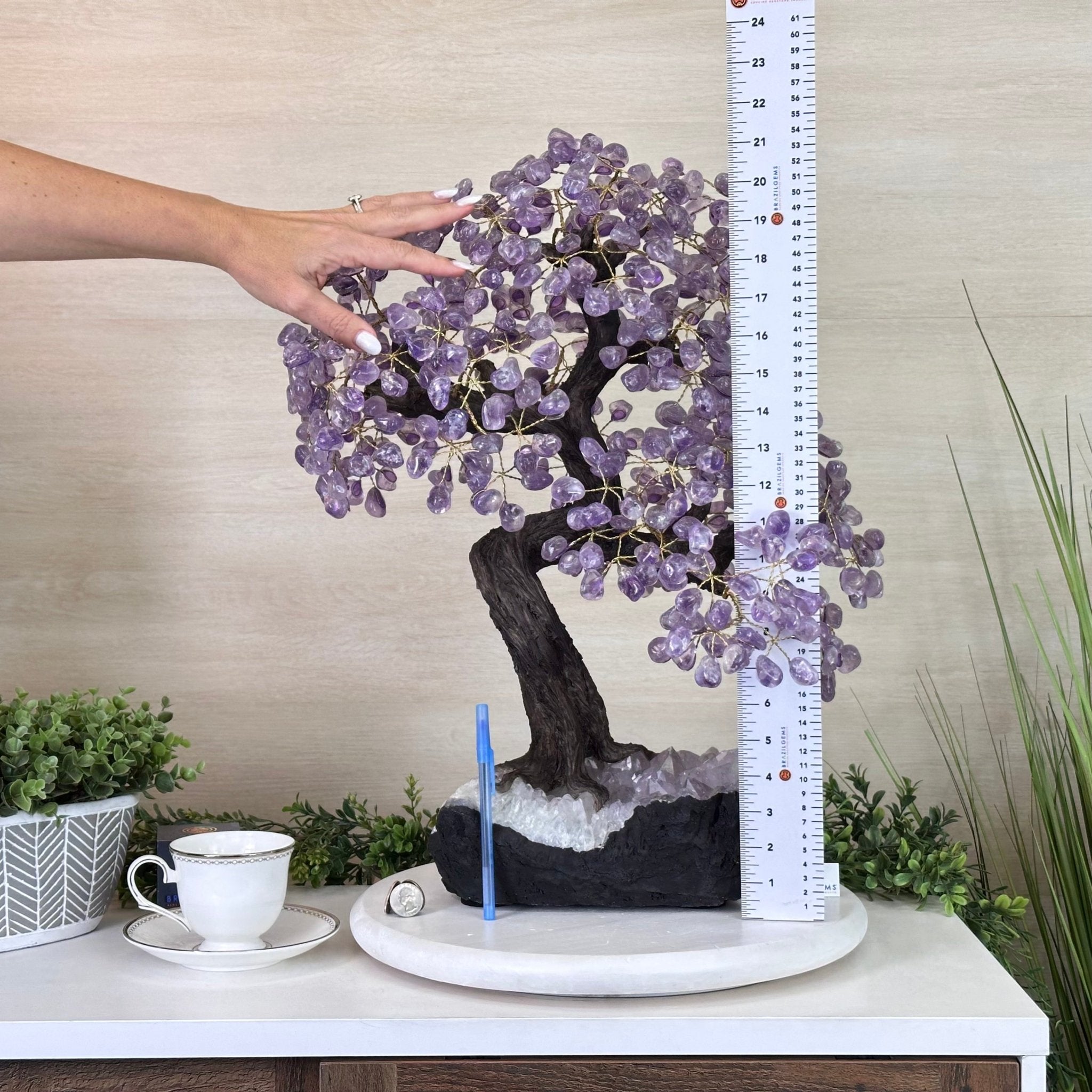 21.8" Tall Amethyst Gemstone Tree on an Amethyst base, 540 gems #5406AM - 040 - Brazil GemsBrazil Gems21.8" Tall Amethyst Gemstone Tree on an Amethyst base, 540 gems #5406AM - 040Gemstone Trees5406AM - 040