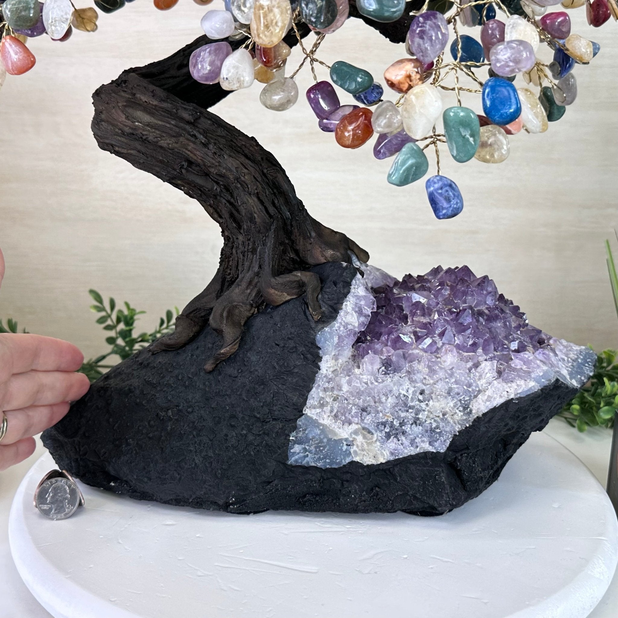 22.1" Tall Mixed Gems Gemstone Tree on an Amethyst base, 540 gems #5406MG - 013 - Brazil GemsBrazil Gems22.1" Tall Mixed Gems Gemstone Tree on an Amethyst base, 540 gems #5406MG - 013Gemstone Trees5406MG - 013