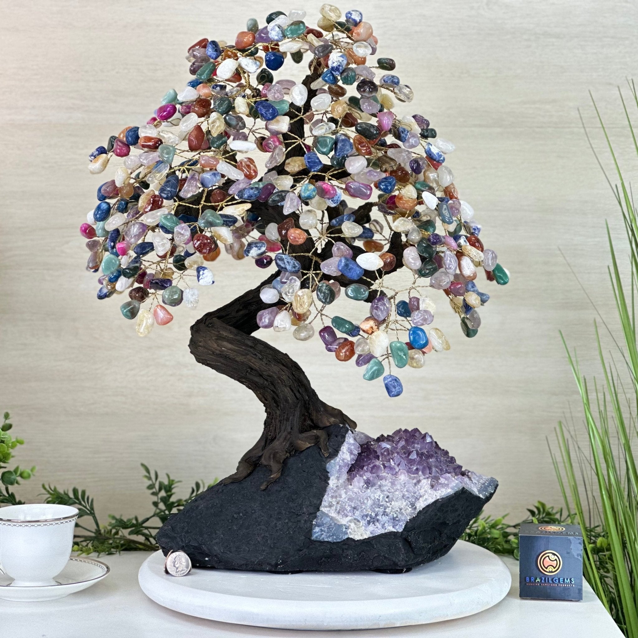 22.1" Tall Mixed Gems Gemstone Tree on an Amethyst base, 540 gems #5406MG - 013 - Brazil GemsBrazil Gems22.1" Tall Mixed Gems Gemstone Tree on an Amethyst base, 540 gems #5406MG - 013Gemstone Trees5406MG - 013