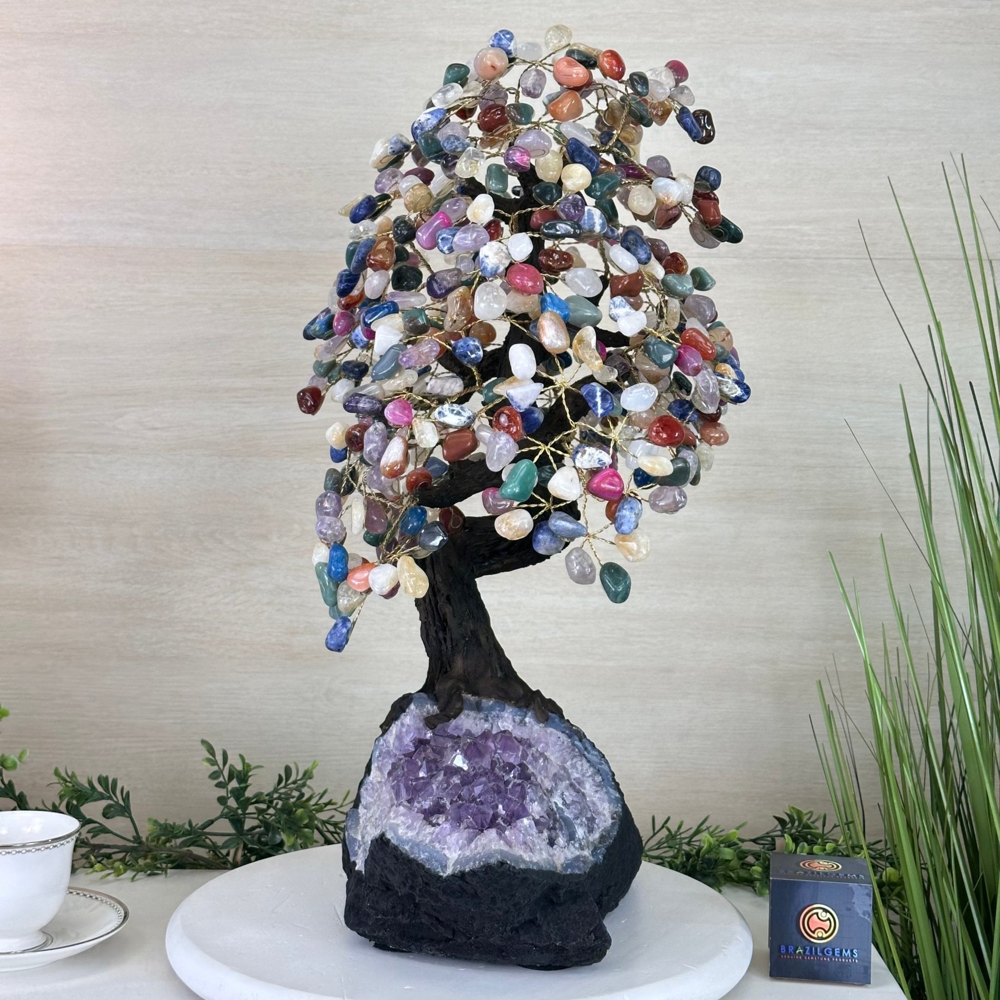 22.1" Tall Mixed Gems Gemstone Tree on an Amethyst base, 540 gems #5406MG - 013 - Brazil GemsBrazil Gems22.1" Tall Mixed Gems Gemstone Tree on an Amethyst base, 540 gems #5406MG - 013Gemstone Trees5406MG - 013