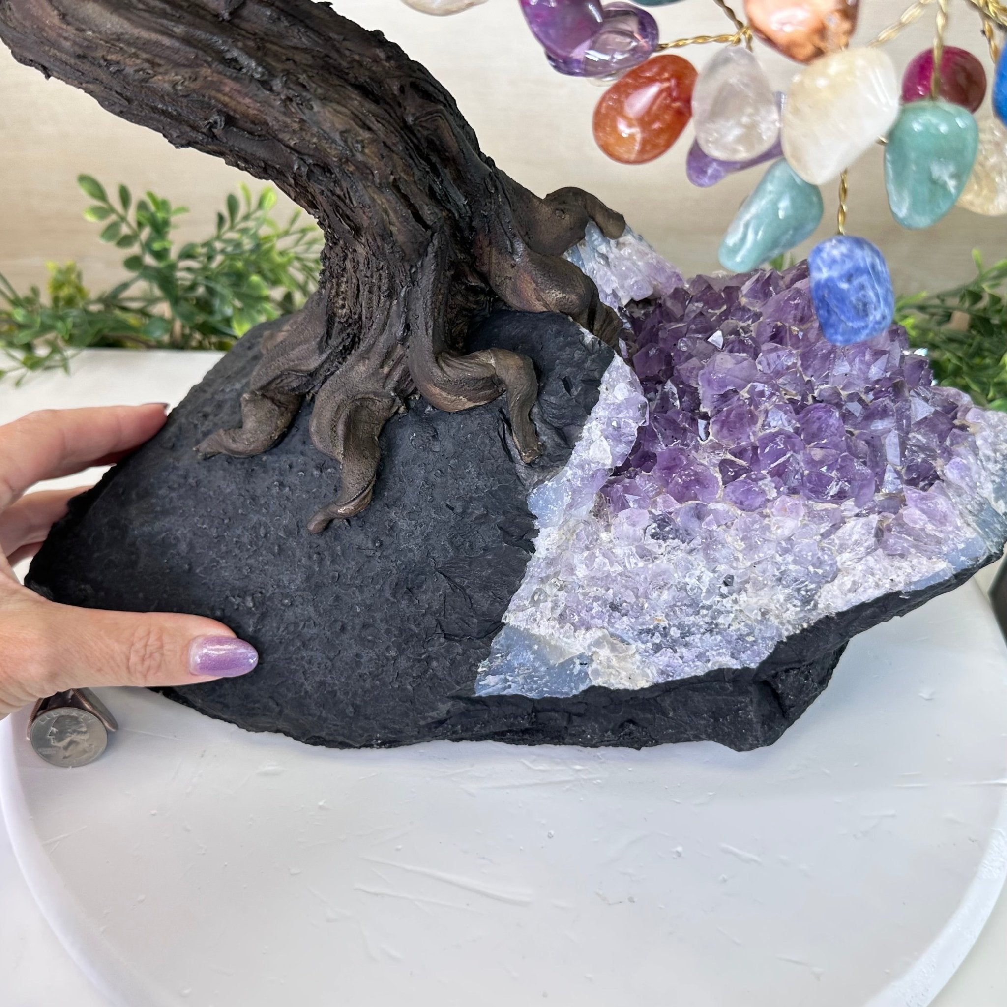 22.1" Tall Mixed Gems Gemstone Tree on an Amethyst base, 540 gems #5406MG - 013 - Brazil GemsBrazil Gems22.1" Tall Mixed Gems Gemstone Tree on an Amethyst base, 540 gems #5406MG - 013Gemstone Trees5406MG - 013