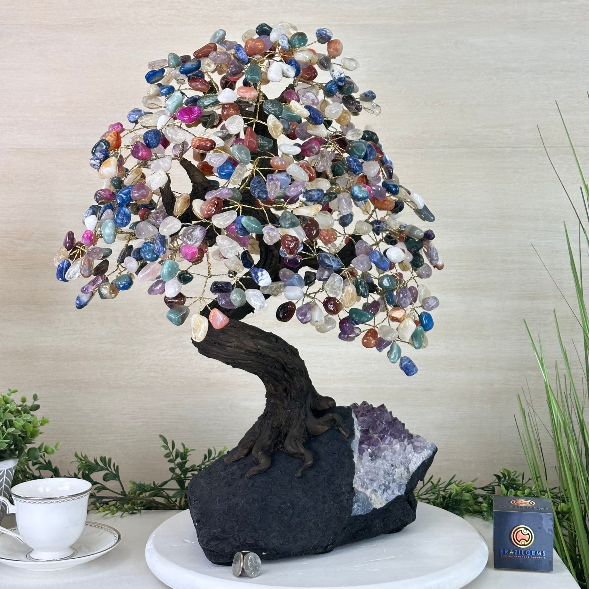 22.1" Tall Mixed Gems Gemstone Tree on an Amethyst base, 540 gems #5406MG - 013 - Brazil GemsBrazil Gems22.1" Tall Mixed Gems Gemstone Tree on an Amethyst base, 540 gems #5406MG - 013Gemstone Trees5406MG - 013