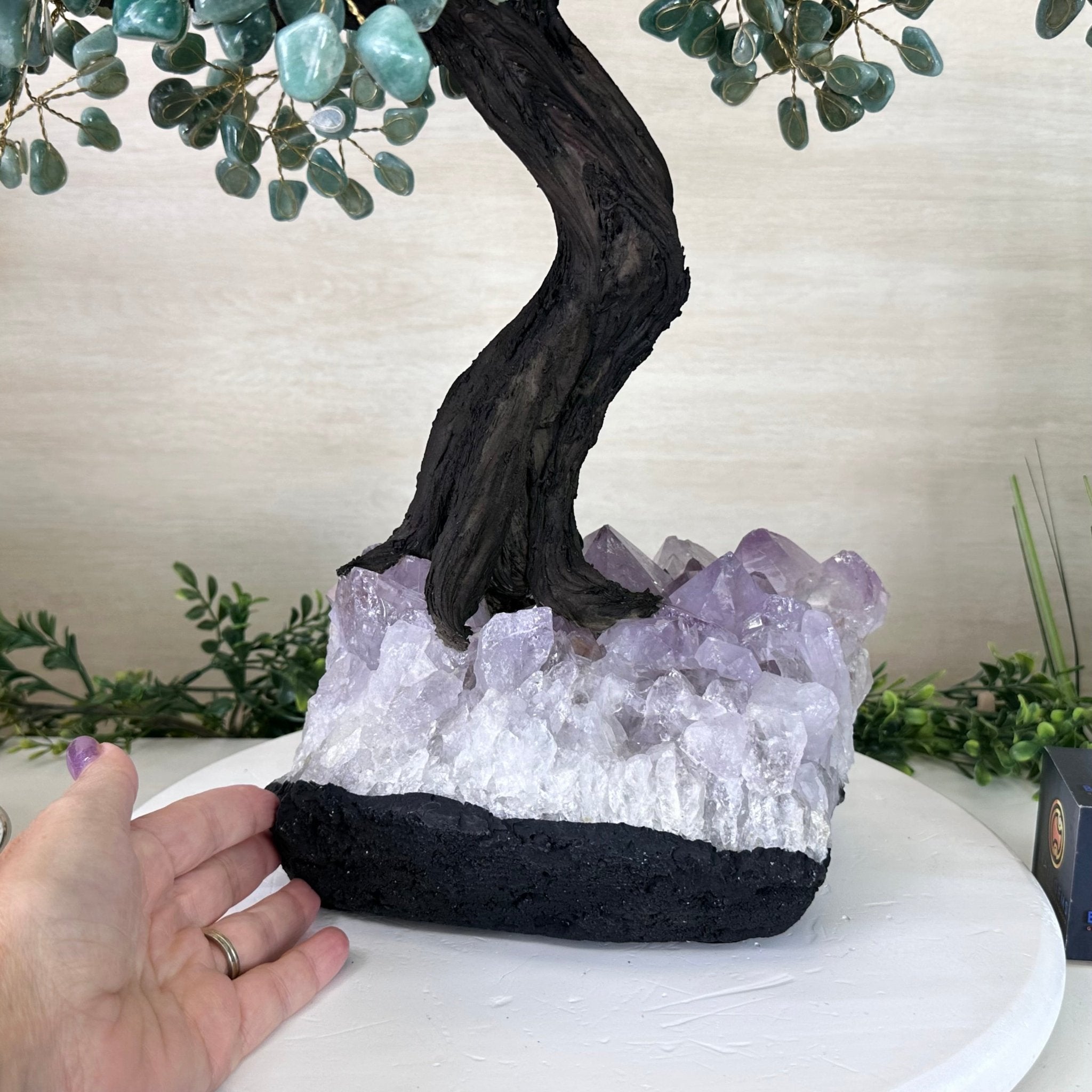 22.5" Tall Green Quartz Gemstone Tree on an Amethyst base, 540 gems #5406GQ - 017 - Brazil GemsBrazil Gems22.5" Tall Green Quartz Gemstone Tree on an Amethyst base, 540 gems #5406GQ - 017Gemstone Trees5406GQ - 017