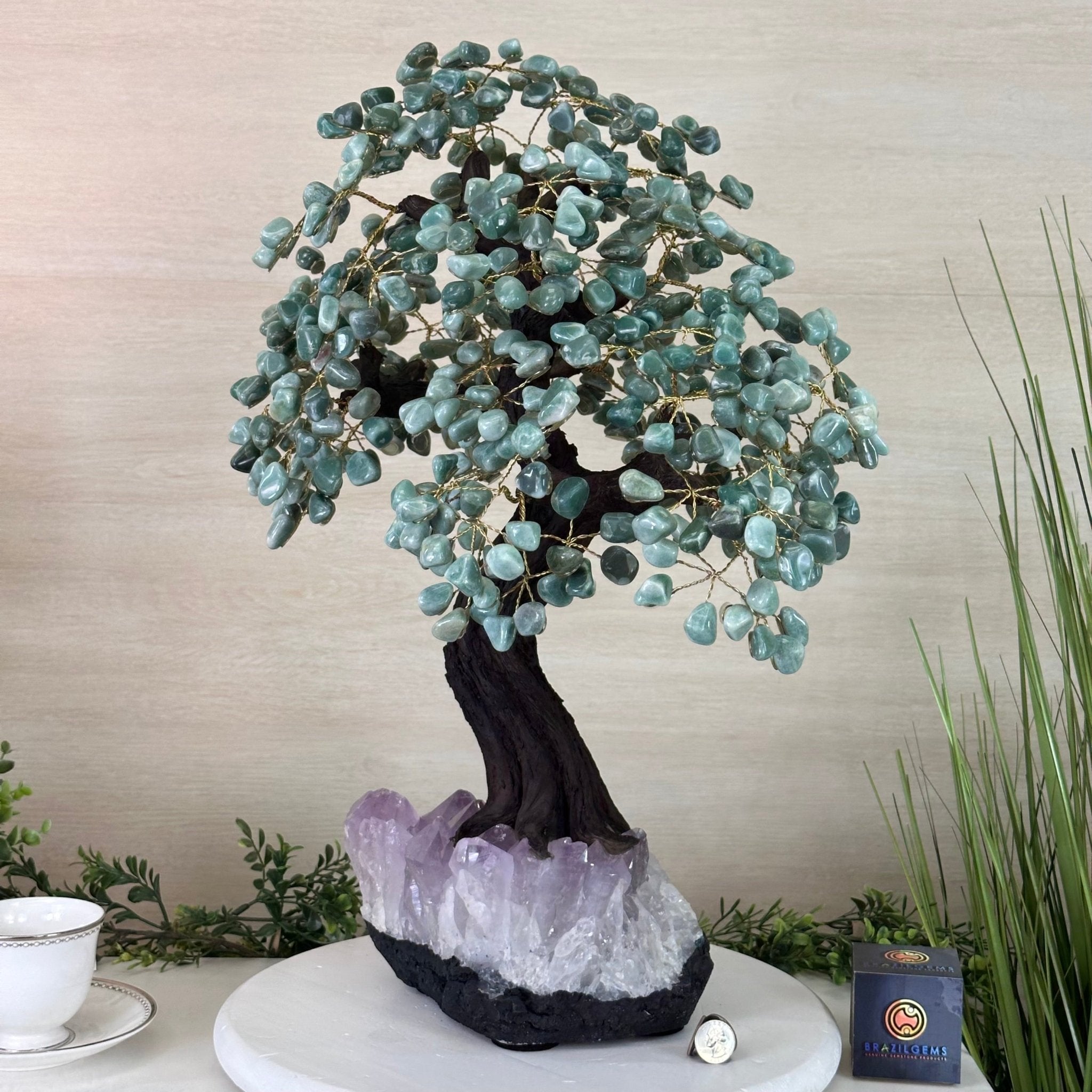 22.5" Tall Green Quartz Gemstone Tree on an Amethyst base, 540 gems #5406GQ - 017 - Brazil GemsBrazil Gems22.5" Tall Green Quartz Gemstone Tree on an Amethyst base, 540 gems #5406GQ - 017Gemstone Trees5406GQ - 017