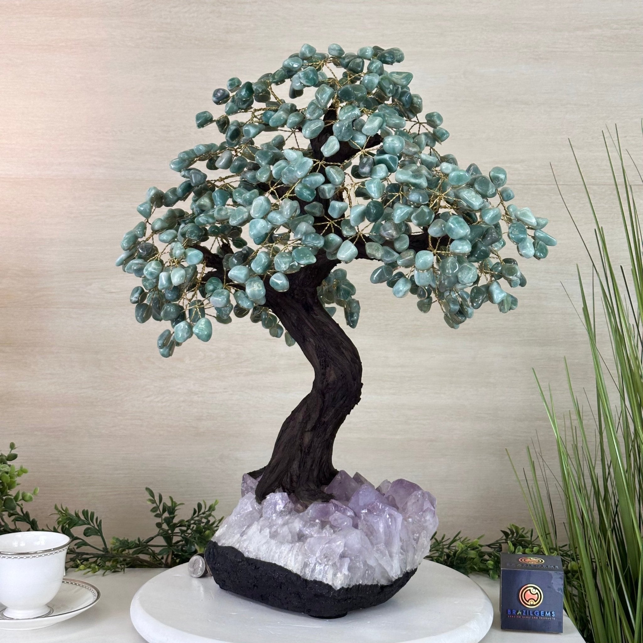 22.5" Tall Green Quartz Gemstone Tree on an Amethyst base, 540 gems #5406GQ - 017 - Brazil GemsBrazil Gems22.5" Tall Green Quartz Gemstone Tree on an Amethyst base, 540 gems #5406GQ - 017Gemstone Trees5406GQ - 017