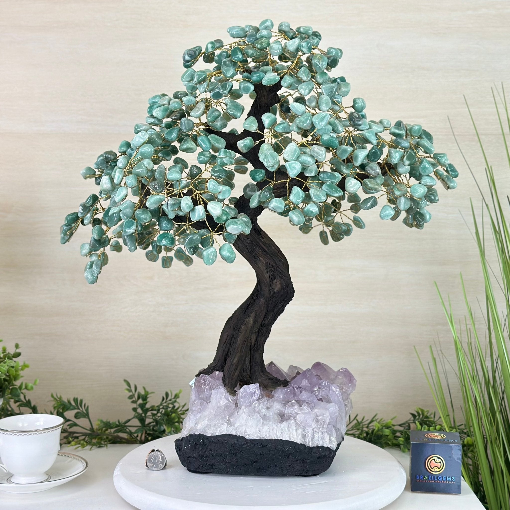 22.5" Tall Green Quartz Gemstone Tree on an Amethyst base, 540 gems #5406GQ - 017 - Brazil GemsBrazil Gems22.5" Tall Green Quartz Gemstone Tree on an Amethyst base, 540 gems #5406GQ - 017Gemstone Trees5406GQ - 017