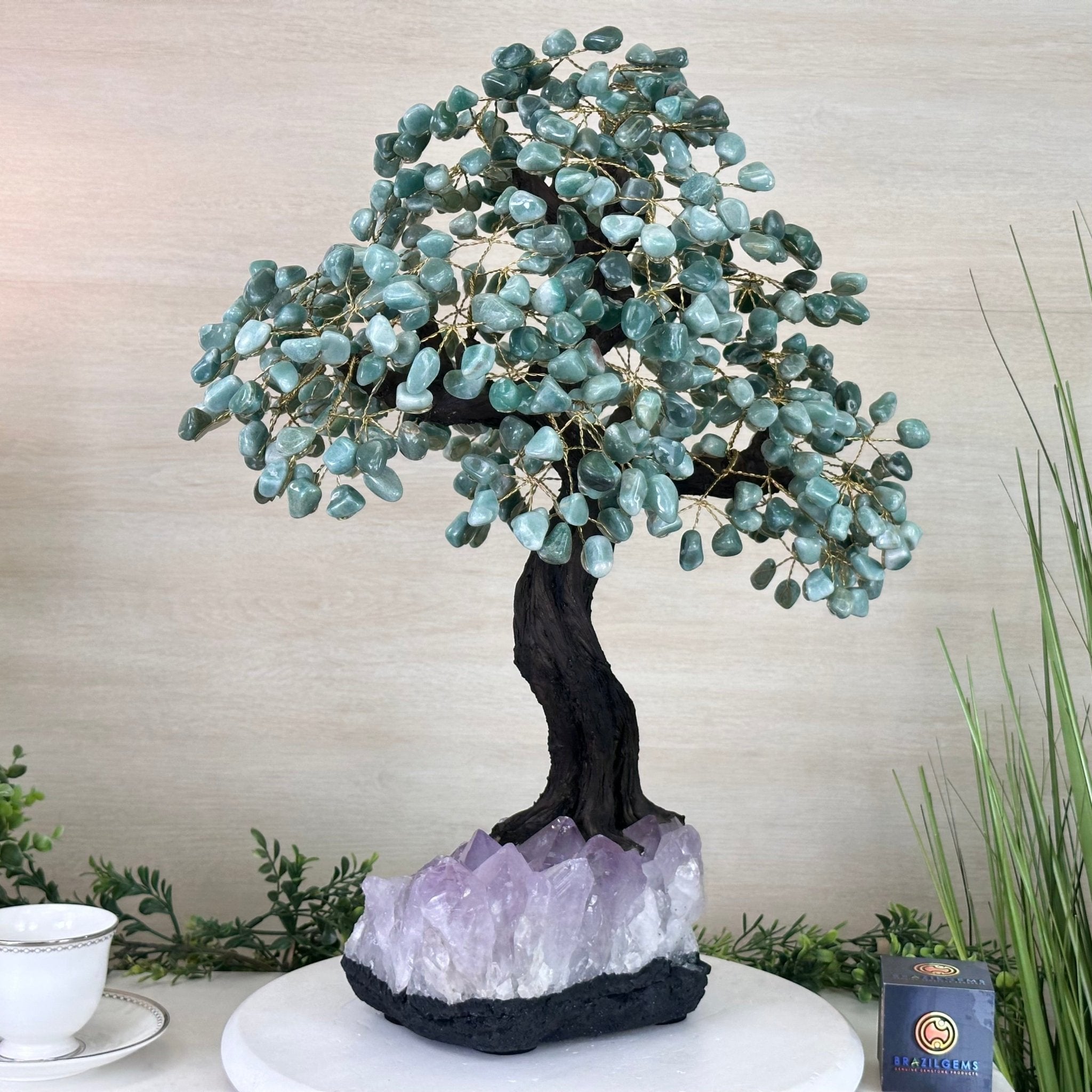 22.5" Tall Green Quartz Gemstone Tree on an Amethyst base, 540 gems #5406GQ - 017 - Brazil GemsBrazil Gems22.5" Tall Green Quartz Gemstone Tree on an Amethyst base, 540 gems #5406GQ - 017Gemstone Trees5406GQ - 017