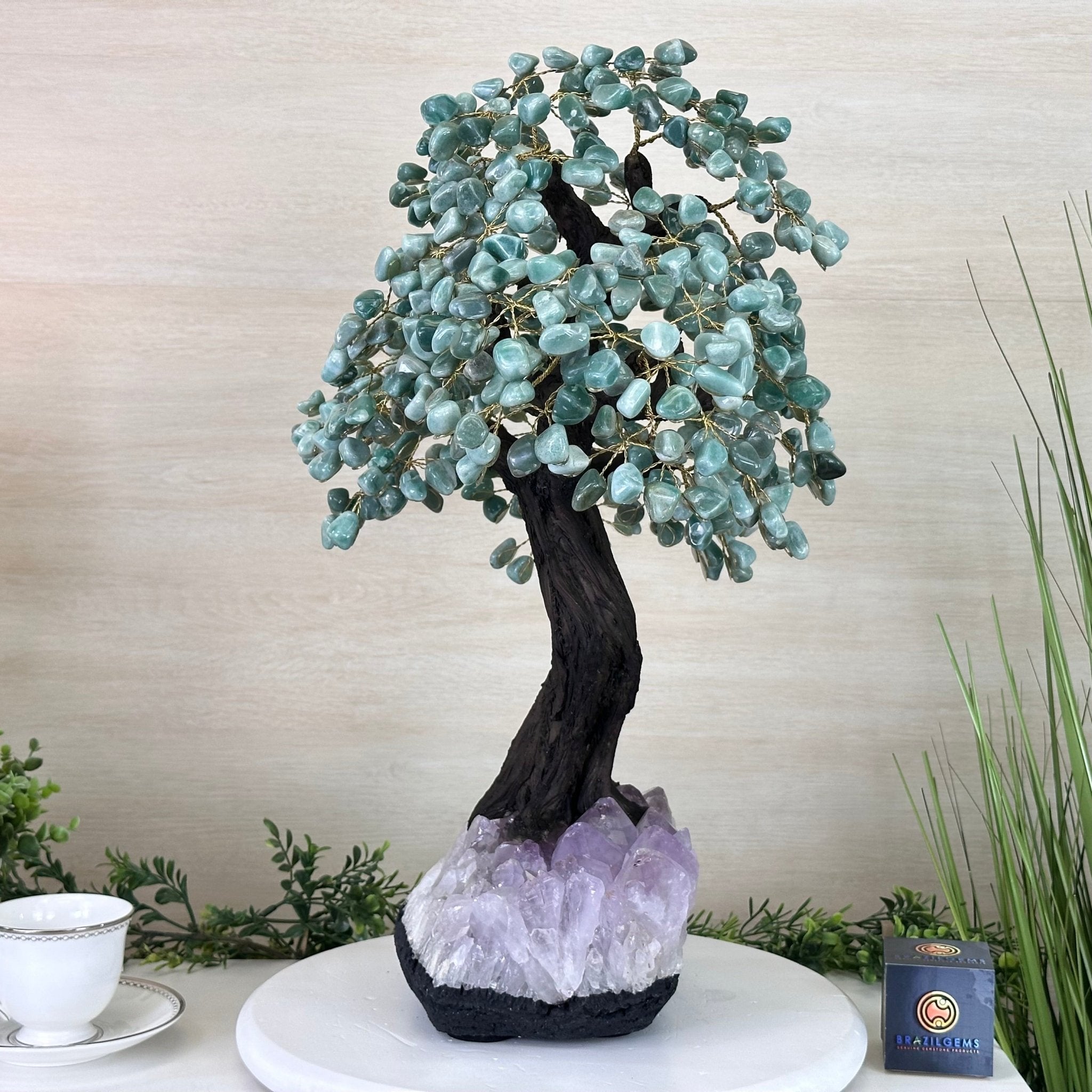 22.5" Tall Green Quartz Gemstone Tree on an Amethyst base, 540 gems #5406GQ - 017 - Brazil GemsBrazil Gems22.5" Tall Green Quartz Gemstone Tree on an Amethyst base, 540 gems #5406GQ - 017Gemstone Trees5406GQ - 017