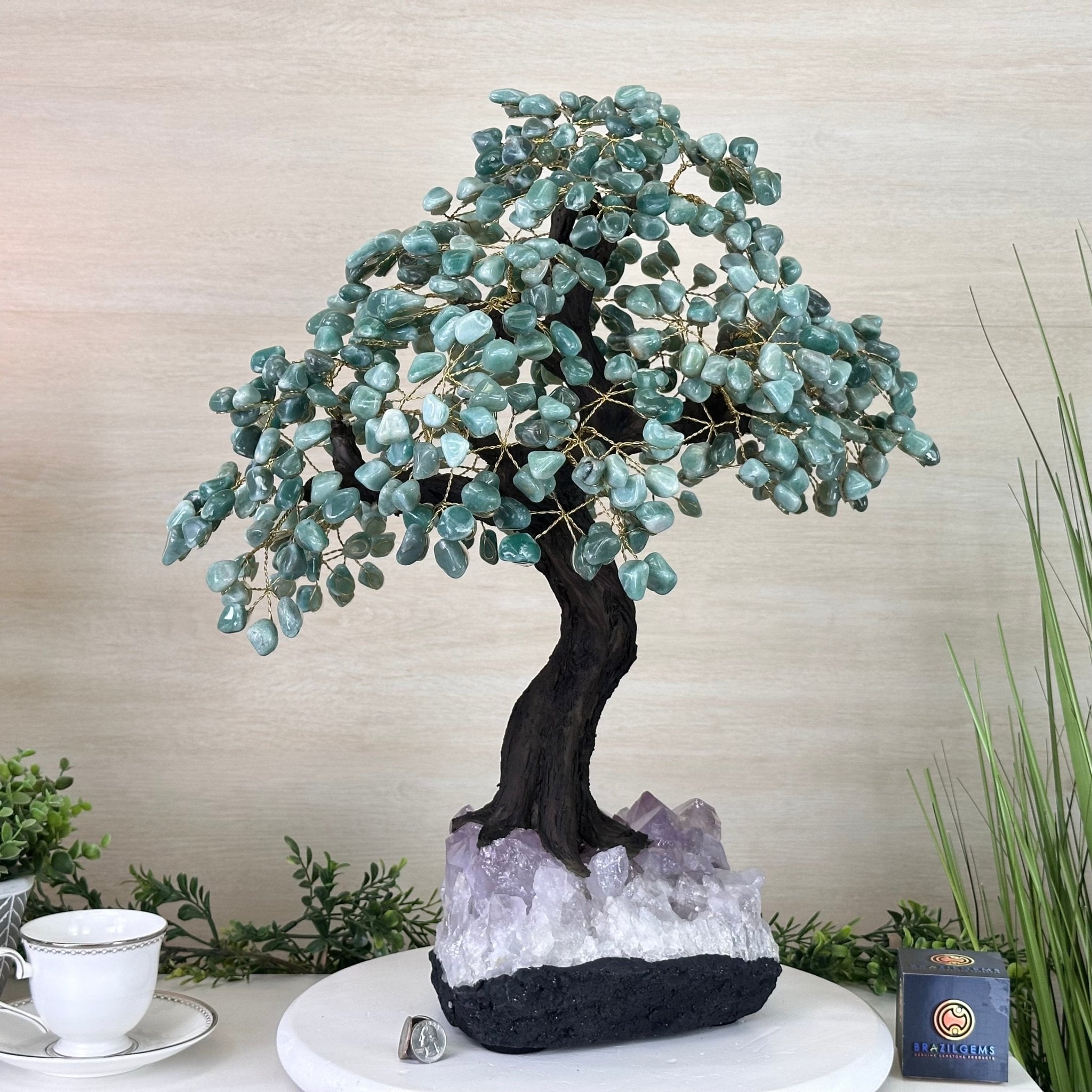 22.5" Tall Green Quartz Gemstone Tree on an Amethyst base, 540 gems #5406GQ - 017 - Brazil GemsBrazil Gems22.5" Tall Green Quartz Gemstone Tree on an Amethyst base, 540 gems #5406GQ - 017Gemstone Trees5406GQ - 017