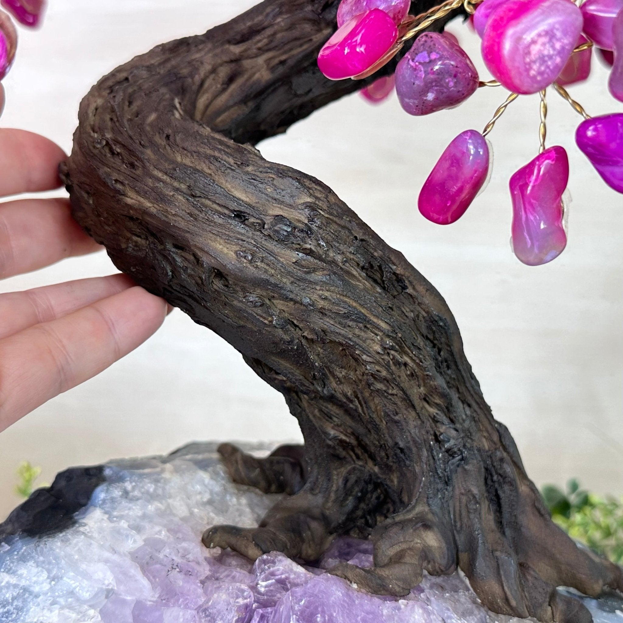 22.5" Tall Pink Agate Gemstone Tree on an Amethyst base, 540 gems #5406PA - 005 - Brazil GemsBrazil Gems22.5" Tall Pink Agate Gemstone Tree on an Amethyst base, 540 gems #5406PA - 005Gemstone Trees5406PA - 005