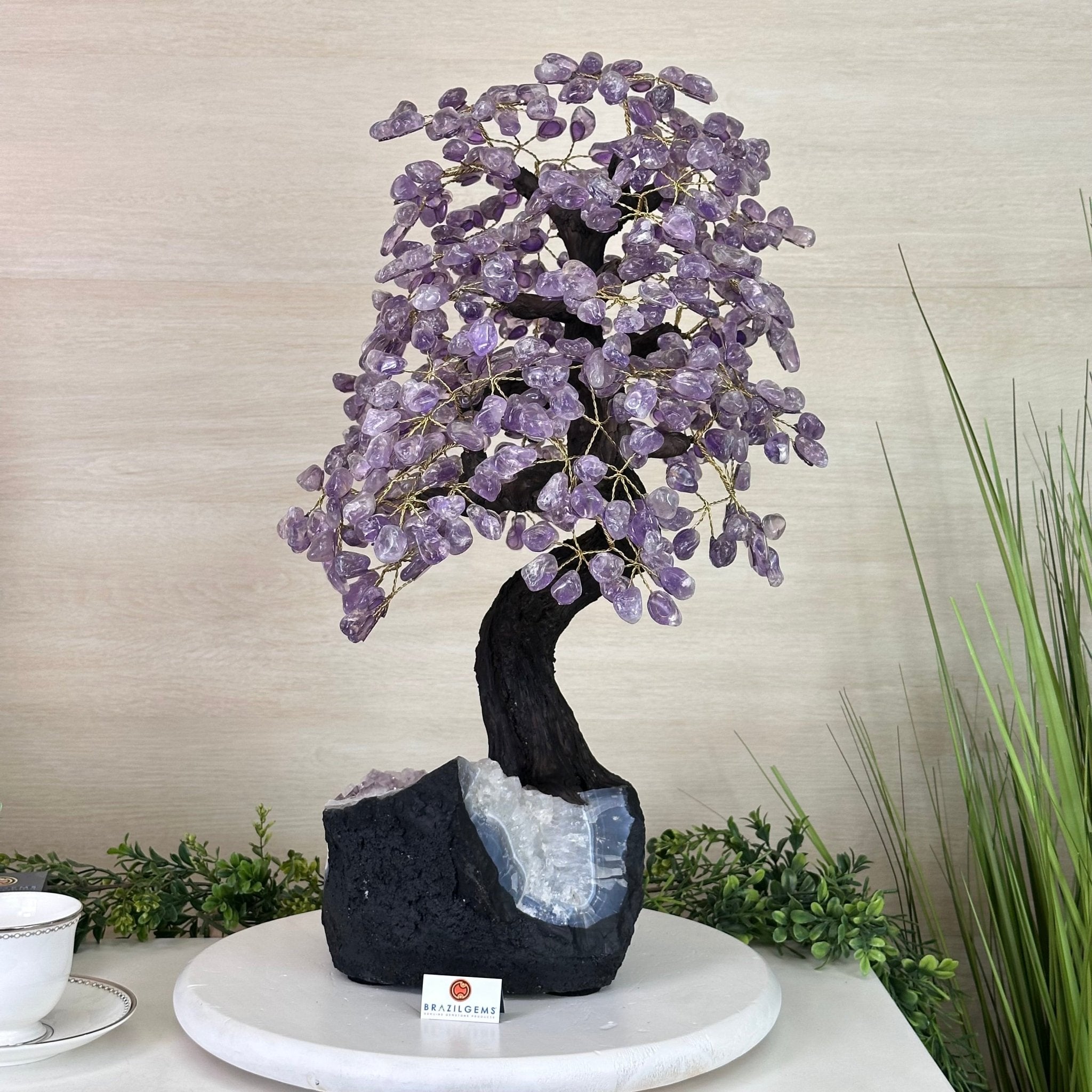 22.7" Tall Amethyst Gemstone Tree on an Amethyst base, 540 gems #5406AM - 041 - Brazil GemsBrazil Gems22.7" Tall Amethyst Gemstone Tree on an Amethyst base, 540 gems #5406AM - 041Gemstone Trees5406AM - 041