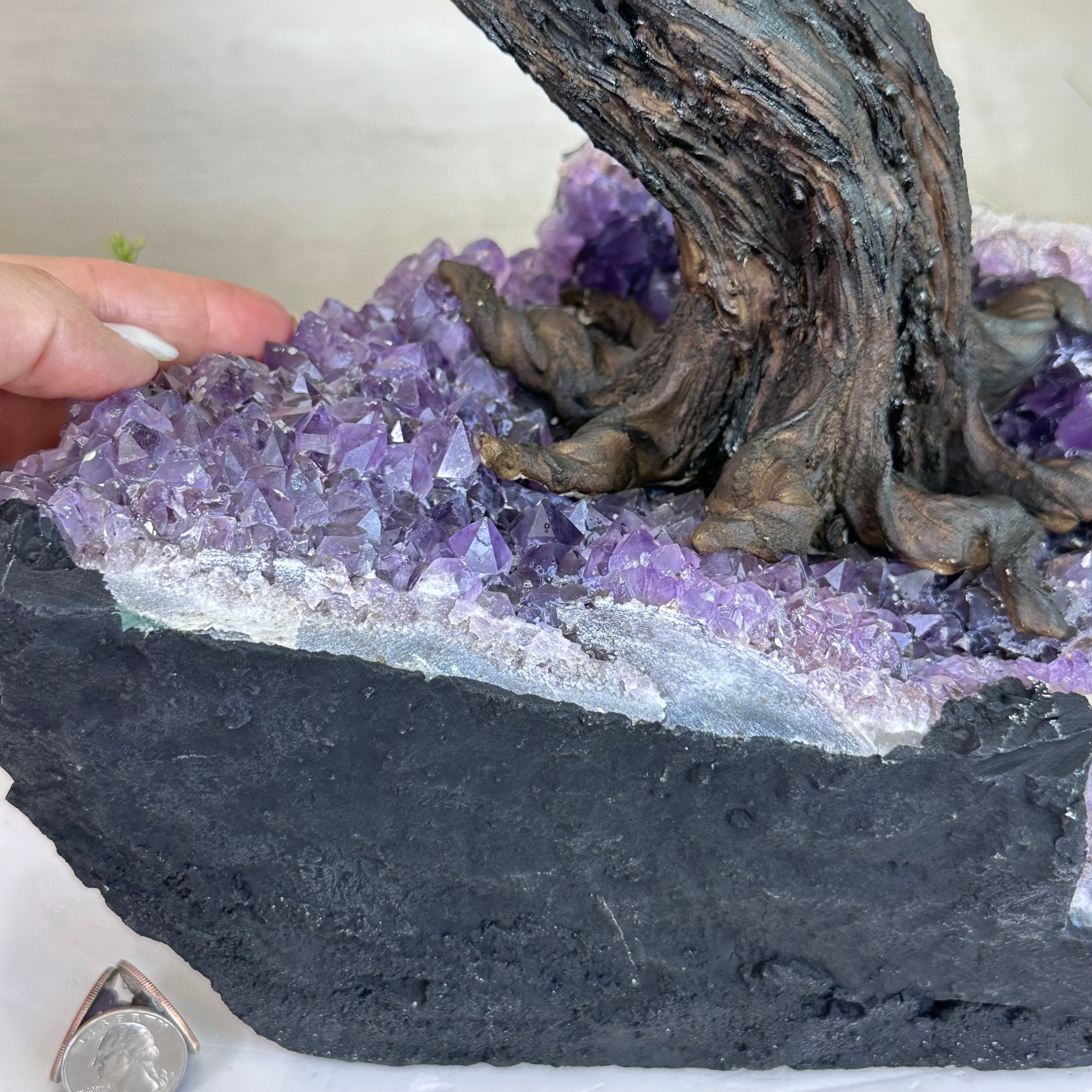 25" Tall Large Clear Quartz Gemstone Tree on an Amethyst Base, 720 gems #5407CQ - 009 - Brazil GemsBrazil Gems25" Tall Large Clear Quartz Gemstone Tree on an Amethyst Base, 720 gems #5407CQ - 009Gemstone Trees5407CQ - 009