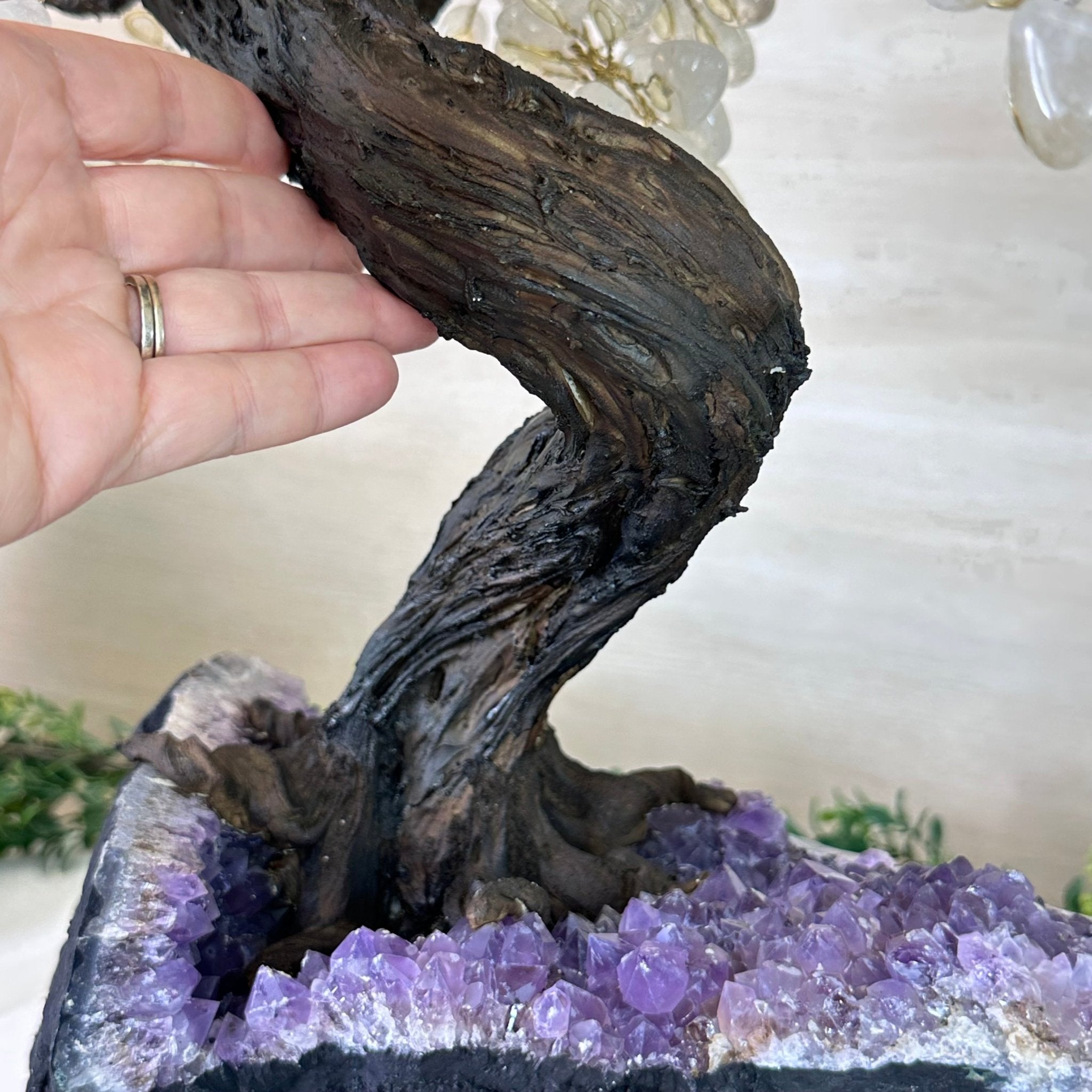 25" Tall Large Clear Quartz Gemstone Tree on an Amethyst Base, 720 gems #5407CQ - 009 - Brazil GemsBrazil Gems25" Tall Large Clear Quartz Gemstone Tree on an Amethyst Base, 720 gems #5407CQ - 009Gemstone Trees5407CQ - 009