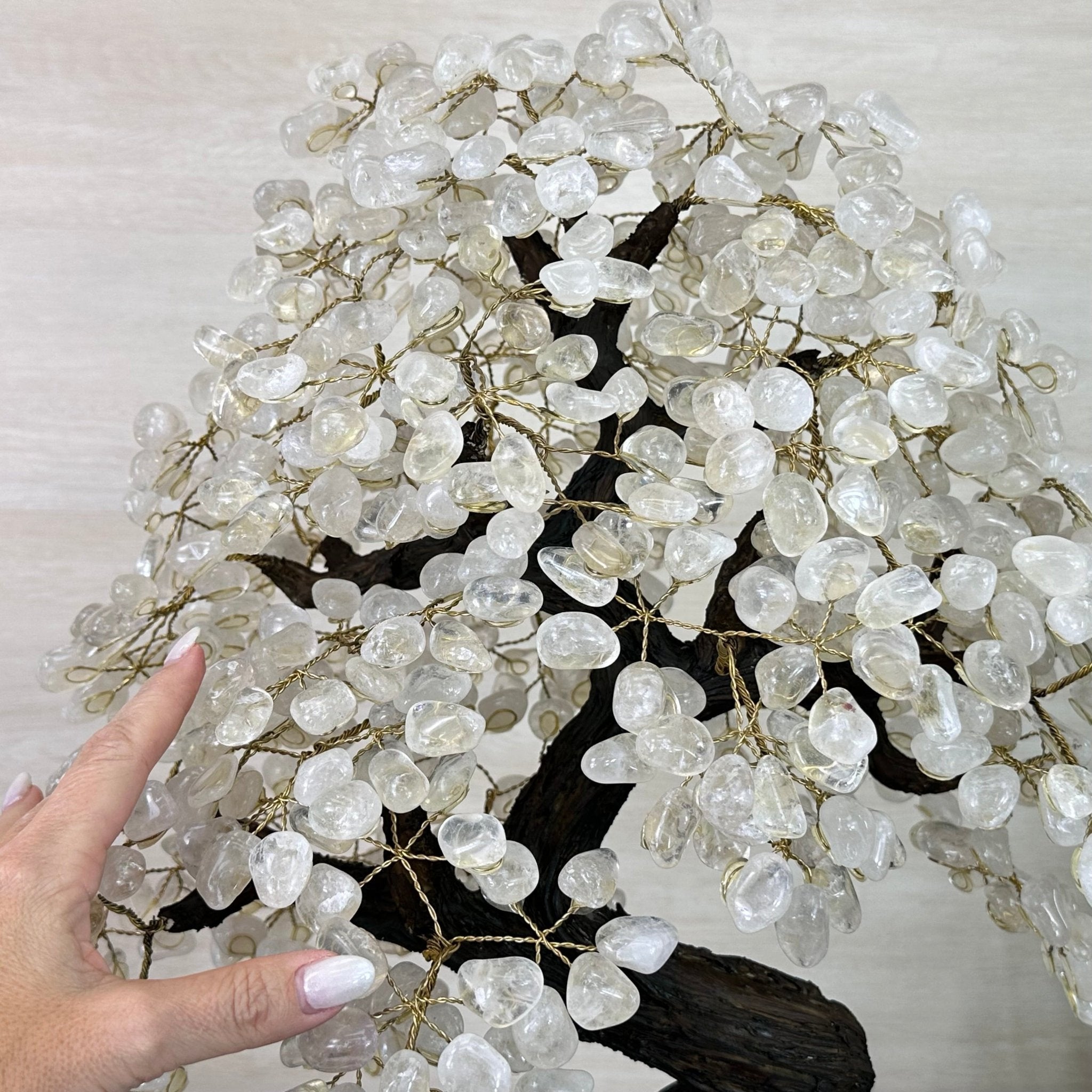 25" Tall Large Clear Quartz Gemstone Tree on an Amethyst Base, 720 gems #5407CQ - 009 - Brazil GemsBrazil Gems25" Tall Large Clear Quartz Gemstone Tree on an Amethyst Base, 720 gems #5407CQ - 009Gemstone Trees5407CQ - 009