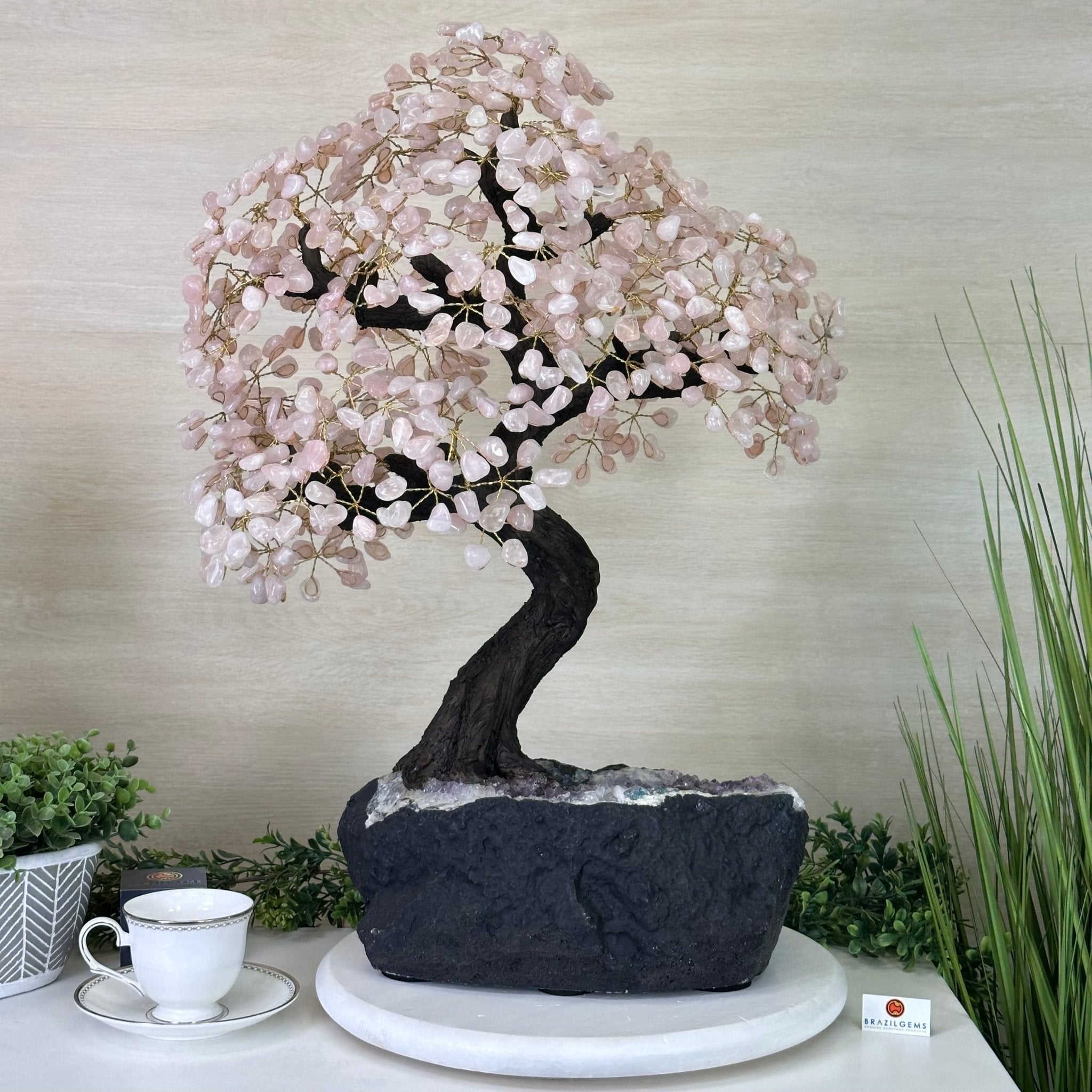 25" Tall Large Rose Quartz Gemstone Tree on an Amethyst Base, 720 gems #5407RQ - 016 - Brazil GemsBrazil Gems25" Tall Large Rose Quartz Gemstone Tree on an Amethyst Base, 720 gems #5407RQ - 016Gemstone Trees5407RQ - 016