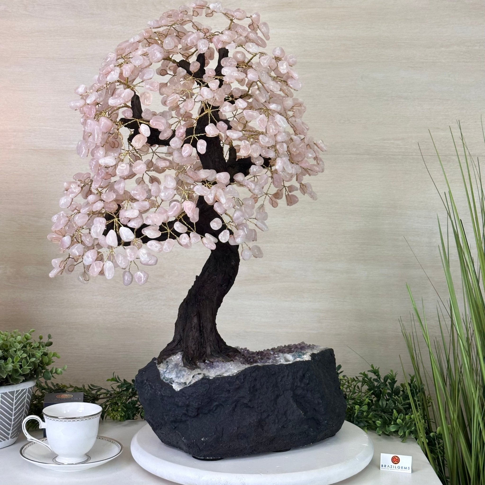 25" Tall Large Rose Quartz Gemstone Tree on an Amethyst Base, 720 gems #5407RQ - 016 - Brazil GemsBrazil Gems25" Tall Large Rose Quartz Gemstone Tree on an Amethyst Base, 720 gems #5407RQ - 016Gemstone Trees5407RQ - 016