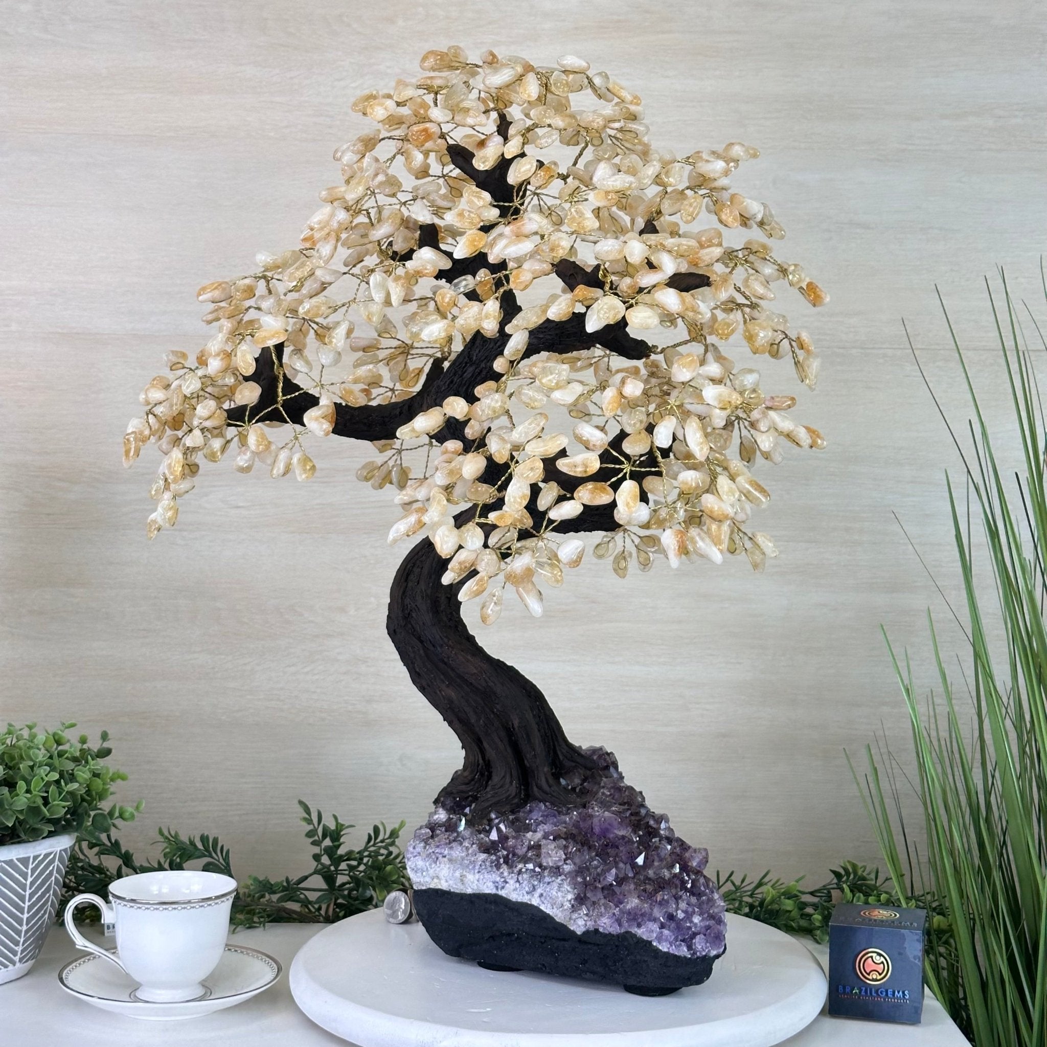 25.4" Tall Large Citrine Gemstone Tree on an Amethyst Base, 720 gems #5407CI - 014 - Brazil GemsBrazil Gems25.4" Tall Large Citrine Gemstone Tree on an Amethyst Base, 720 gems #5407CI - 014Gemstone Trees5407CI - 014