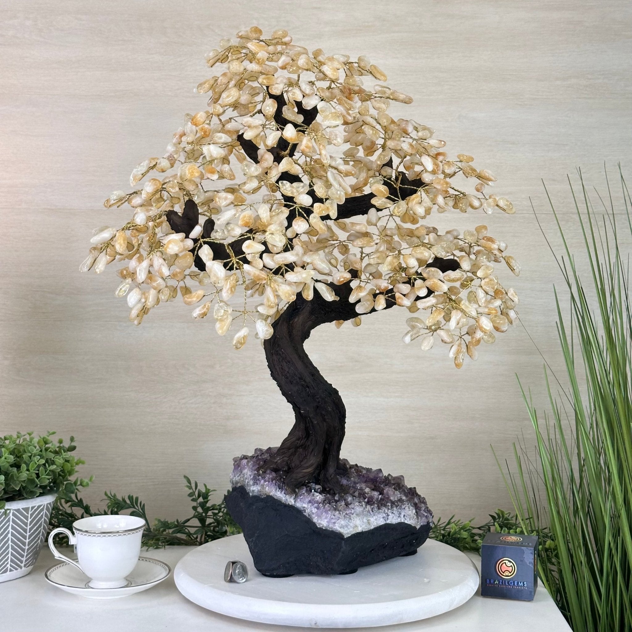 25.4" Tall Large Citrine Gemstone Tree on an Amethyst Base, 720 gems #5407CI - 014 - Brazil GemsBrazil Gems25.4" Tall Large Citrine Gemstone Tree on an Amethyst Base, 720 gems #5407CI - 014Gemstone Trees5407CI - 014