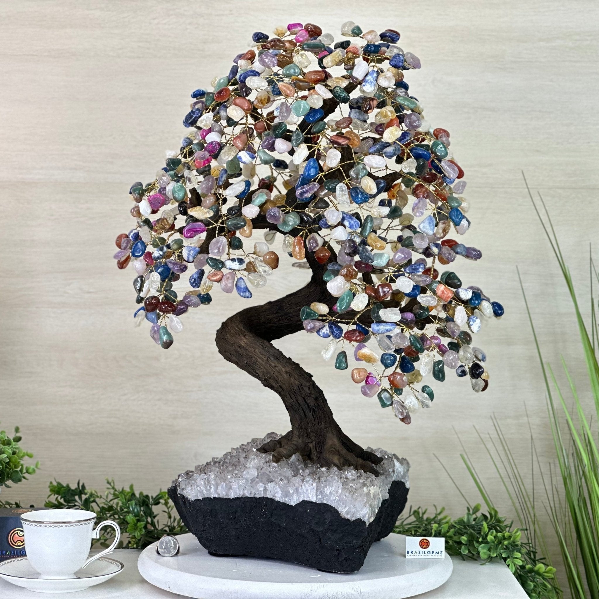 25.5" Tall Large Mixed Gems Gemstone Tree on an Amethyst Base, 720 gems #5407MG - 007 - Brazil GemsBrazil Gems25.5" Tall Large Mixed Gems Gemstone Tree on an Amethyst Base, 720 gems #5407MG - 007Gemstone Trees5407MG - 007