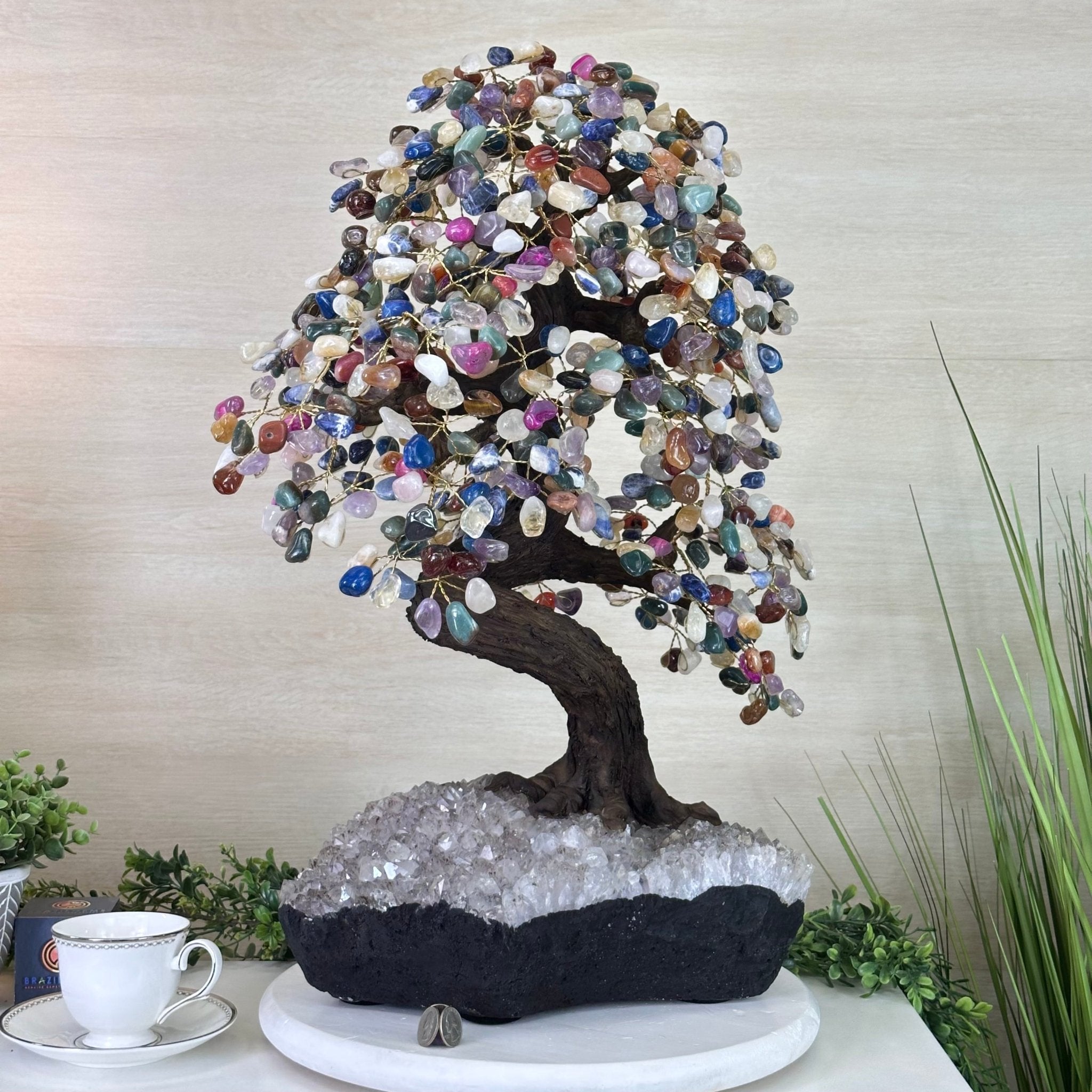 25.5" Tall Large Mixed Gems Gemstone Tree on an Amethyst Base, 720 gems #5407MG - 007 - Brazil GemsBrazil Gems25.5" Tall Large Mixed Gems Gemstone Tree on an Amethyst Base, 720 gems #5407MG - 007Gemstone Trees5407MG - 007