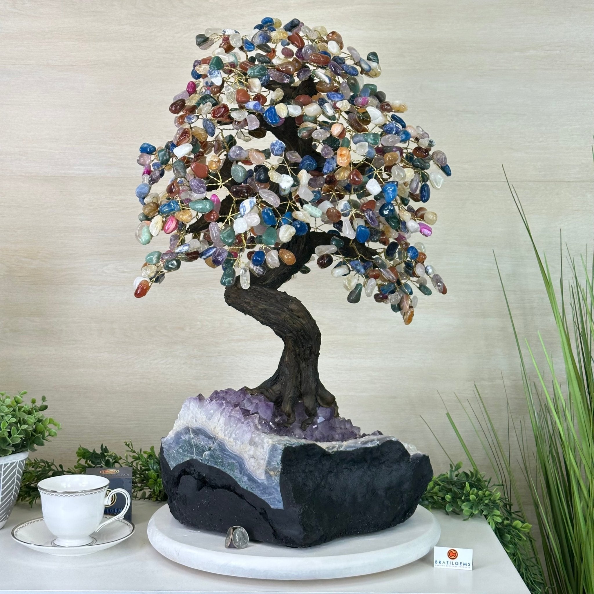 25.5" Tall Large Mixed Gems Gemstone Tree on an Amethyst Base, 720 gems #5407MG - 008 - Brazil GemsBrazil Gems25.5" Tall Large Mixed Gems Gemstone Tree on an Amethyst Base, 720 gems #5407MG - 008Gemstone Trees5407MG - 008