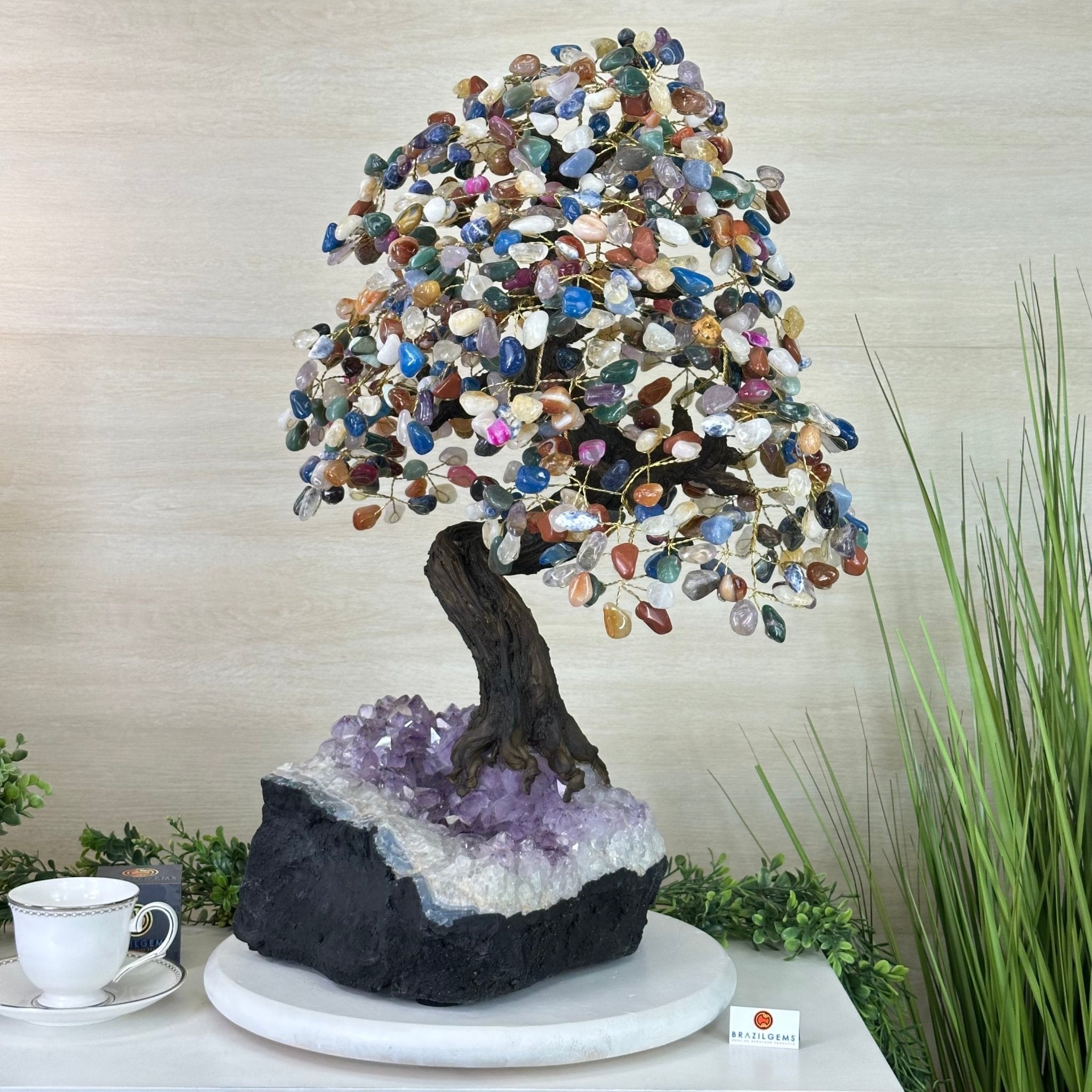 25.5" Tall Large Mixed Gems Gemstone Tree on an Amethyst Base, 720 gems #5407MG - 008 - Brazil GemsBrazil Gems25.5" Tall Large Mixed Gems Gemstone Tree on an Amethyst Base, 720 gems #5407MG - 008Gemstone Trees5407MG - 008