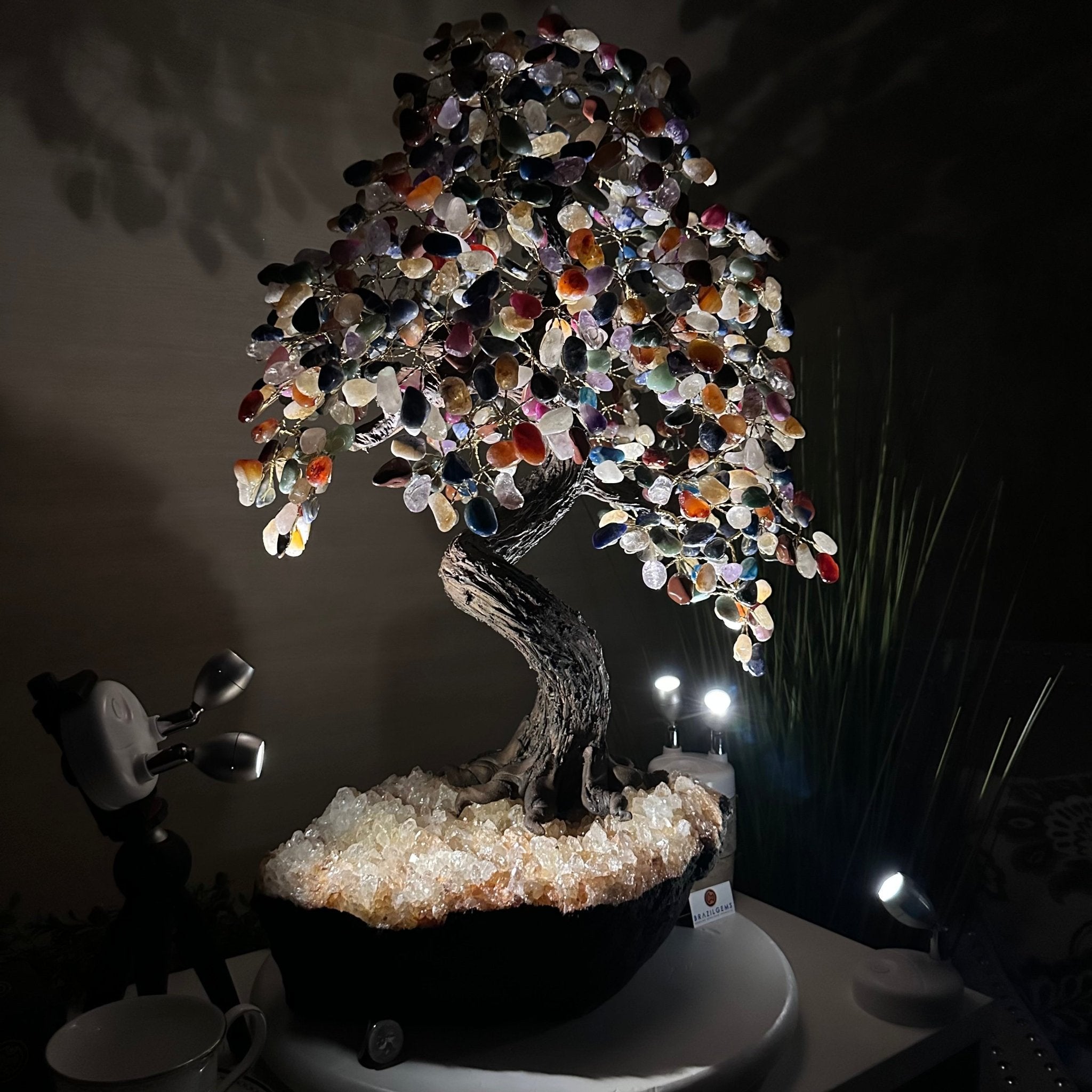 25.75" Tall Large Mixed Gems Gemstone Tree on an Amethyst Base, 720 gems #5407MG - 006 - Brazil GemsBrazil Gems25.75" Tall Large Mixed Gems Gemstone Tree on an Amethyst Base, 720 gems #5407MG - 006Gemstone Trees5407MG - 006