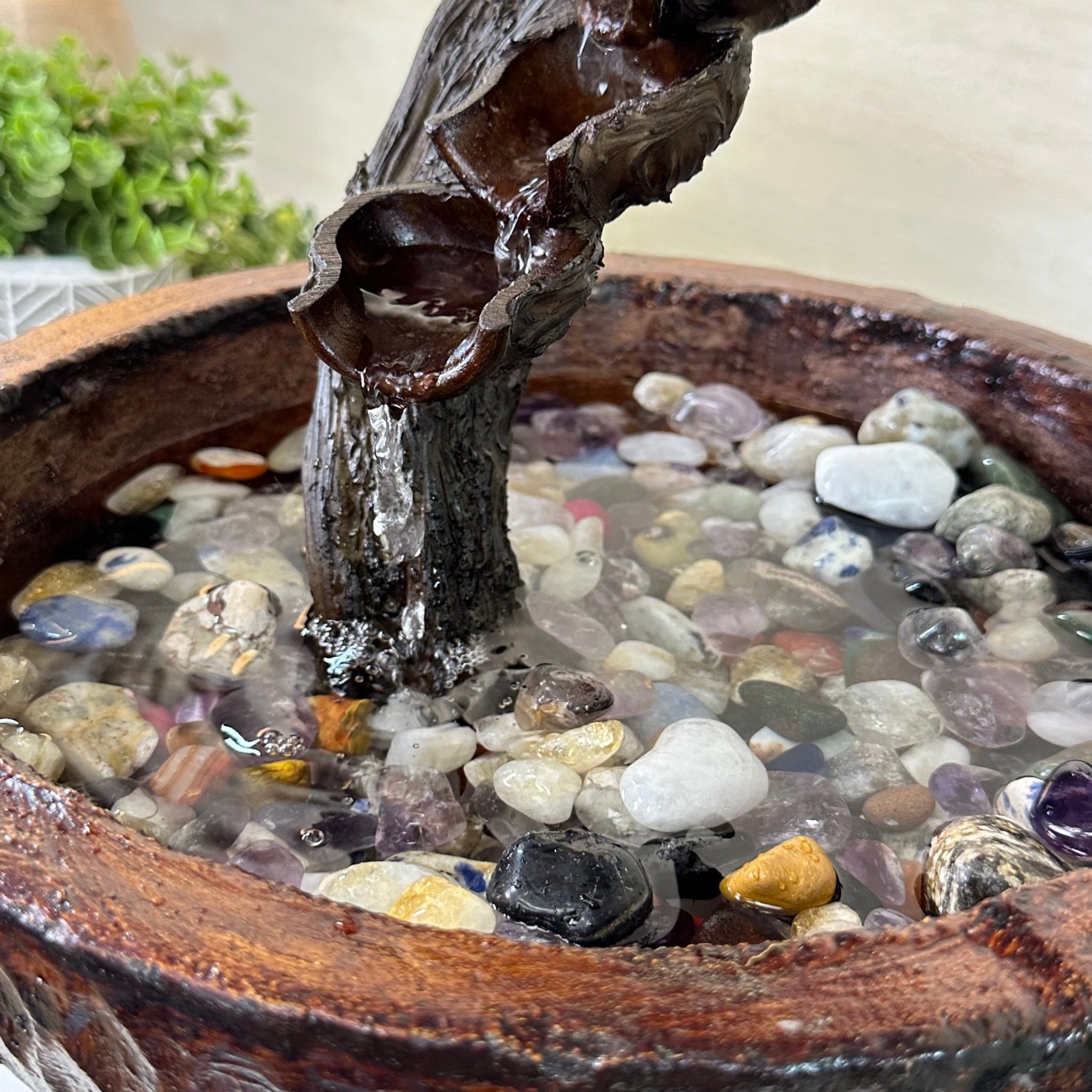 26" Tall Amethyst Gemstone Fountain Tree with Ceramic Bowl, 630 Gem Leaves #5453AMFB - 001 - Brazil GemsBrazil Gems26" Tall Amethyst Gemstone Fountain Tree with Ceramic Bowl, 630 Gem Leaves #5453AMFB - 001Gemstone Trees5453AMFB - 001