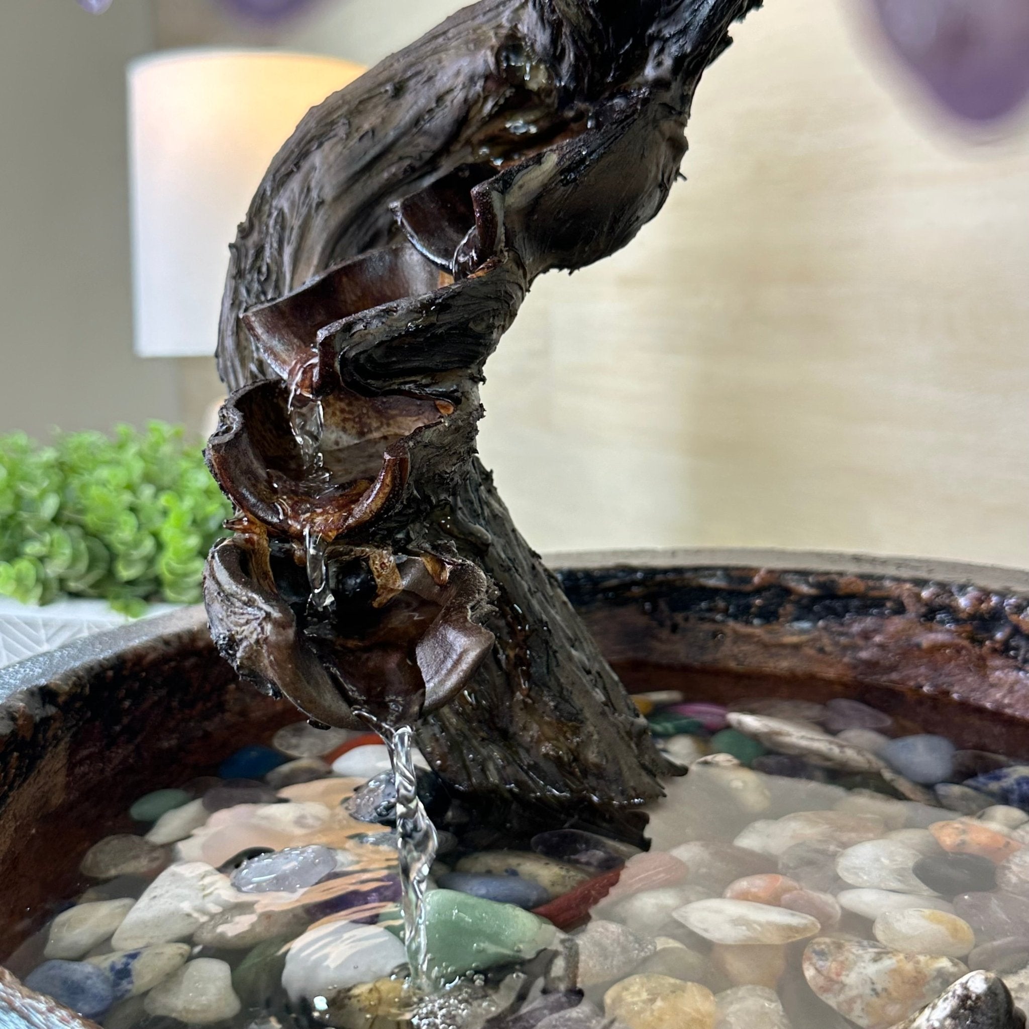 26" Tall Amethyst Gemstone Fountain Tree with Ceramic Bowl, 660 Gem Leaves #5458AMFB - 002 - Brazil GemsBrazil Gems26" Tall Amethyst Gemstone Fountain Tree with Ceramic Bowl, 660 Gem Leaves #5458AMFB - 002Gemstone Trees5458AMFB - 002