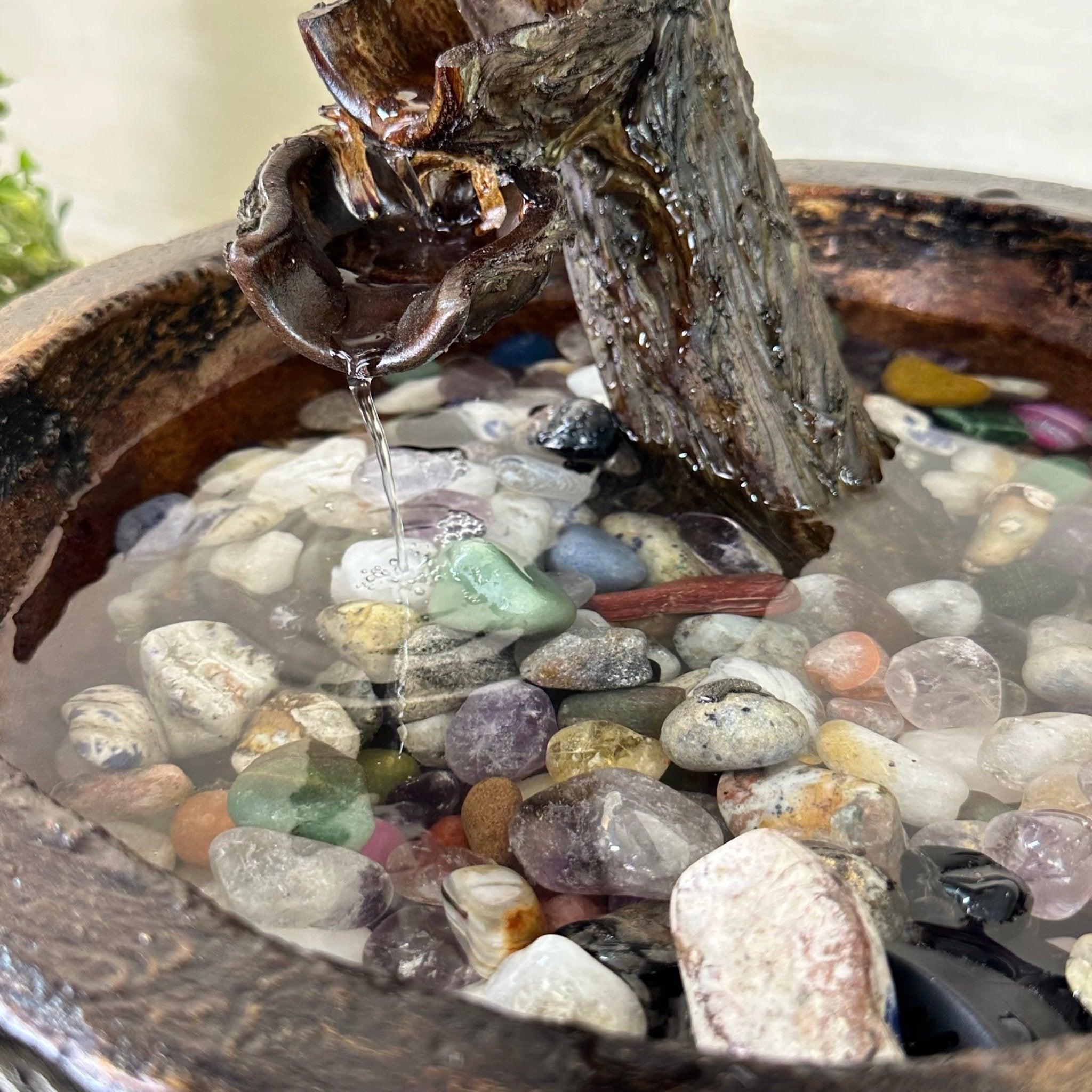 26" Tall Amethyst Gemstone Fountain Tree with Ceramic Bowl, 660 Gem Leaves #5458AMFB - 002 - Brazil GemsBrazil Gems26" Tall Amethyst Gemstone Fountain Tree with Ceramic Bowl, 660 Gem Leaves #5458AMFB - 002Gemstone Trees5458AMFB - 002