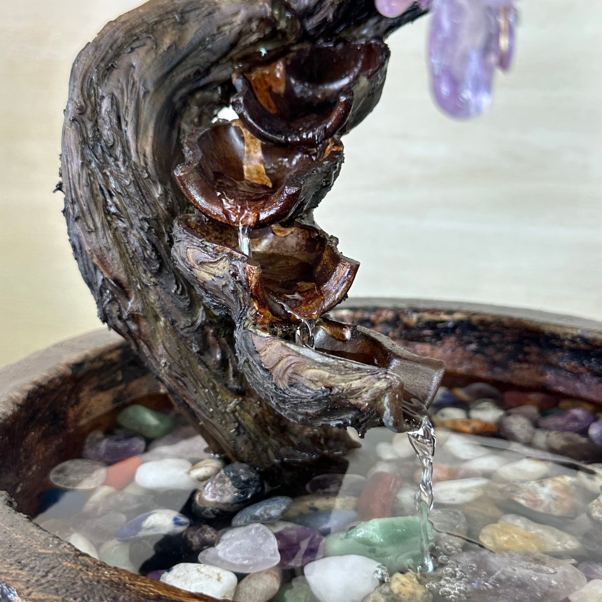 26" Tall Amethyst Gemstone Fountain Tree with Ceramic Bowl, 660 Gem Leaves #5458AMFB - 002 - Brazil GemsBrazil Gems26" Tall Amethyst Gemstone Fountain Tree with Ceramic Bowl, 660 Gem Leaves #5458AMFB - 002Gemstone Trees5458AMFB - 002