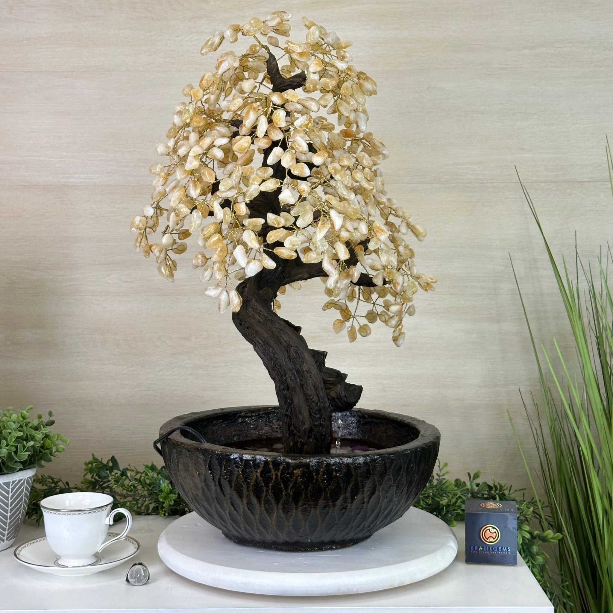 26" Tall Citrine Gemstone Fountain Tree with Ceramic Bowl, 690 Gem Leaves #5476CIFB - 001 - Brazil GemsBrazil Gems26" Tall Citrine Gemstone Fountain Tree with Ceramic Bowl, 690 Gem Leaves #5476CIFB - 001Gemstone Trees5476CIFB - 001