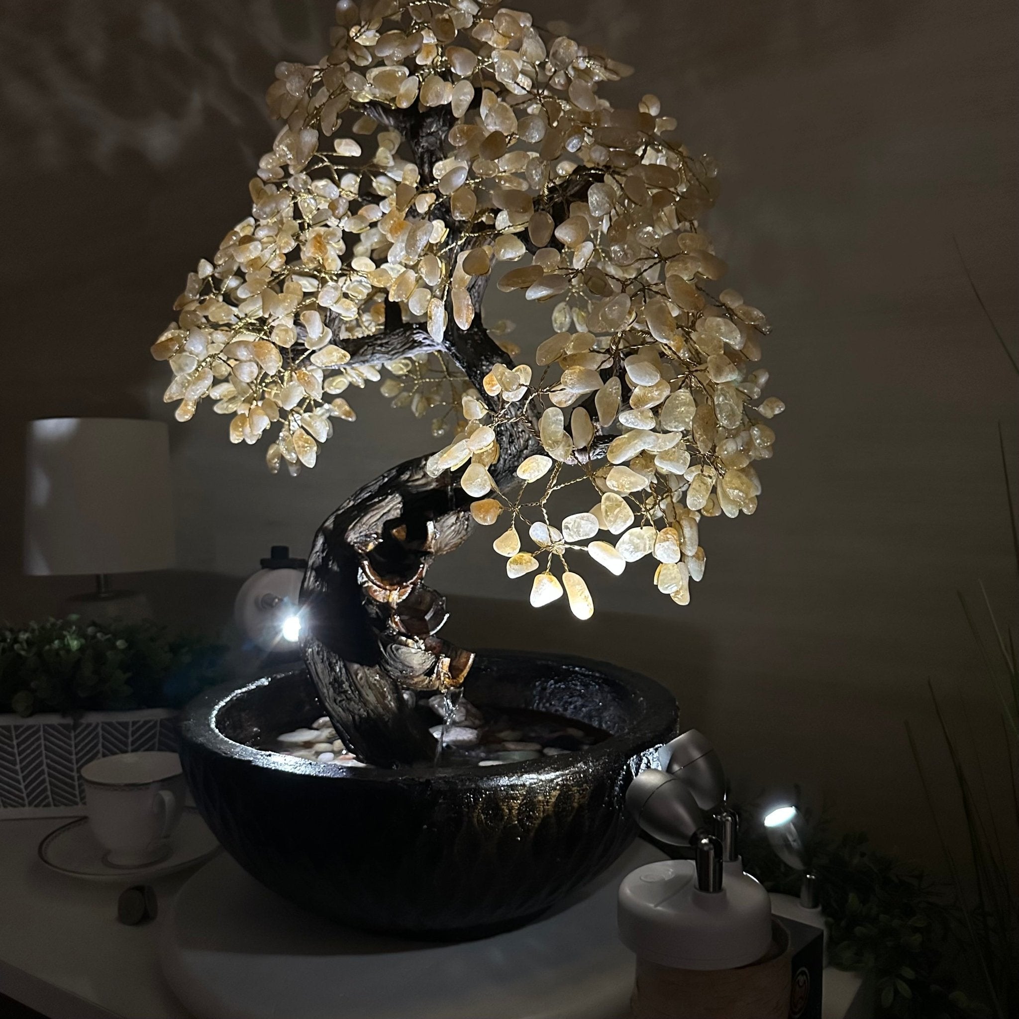 26" Tall Citrine Gemstone Fountain Tree with Ceramic Bowl, 690 Gem Leaves #5476CIFB - 001 - Brazil GemsBrazil Gems26" Tall Citrine Gemstone Fountain Tree with Ceramic Bowl, 690 Gem Leaves #5476CIFB - 001Gemstone Trees5476CIFB - 001