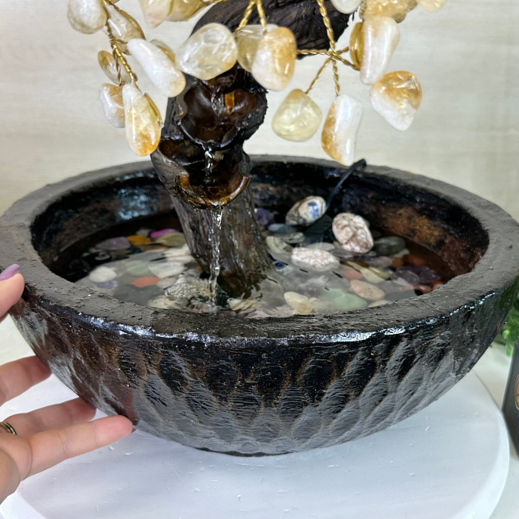 26" Tall Citrine Gemstone Fountain Tree with Ceramic Bowl, 690 Gem Leaves #5476CIFB - 001 - Brazil GemsBrazil Gems26" Tall Citrine Gemstone Fountain Tree with Ceramic Bowl, 690 Gem Leaves #5476CIFB - 001Gemstone Trees5476CIFB - 001