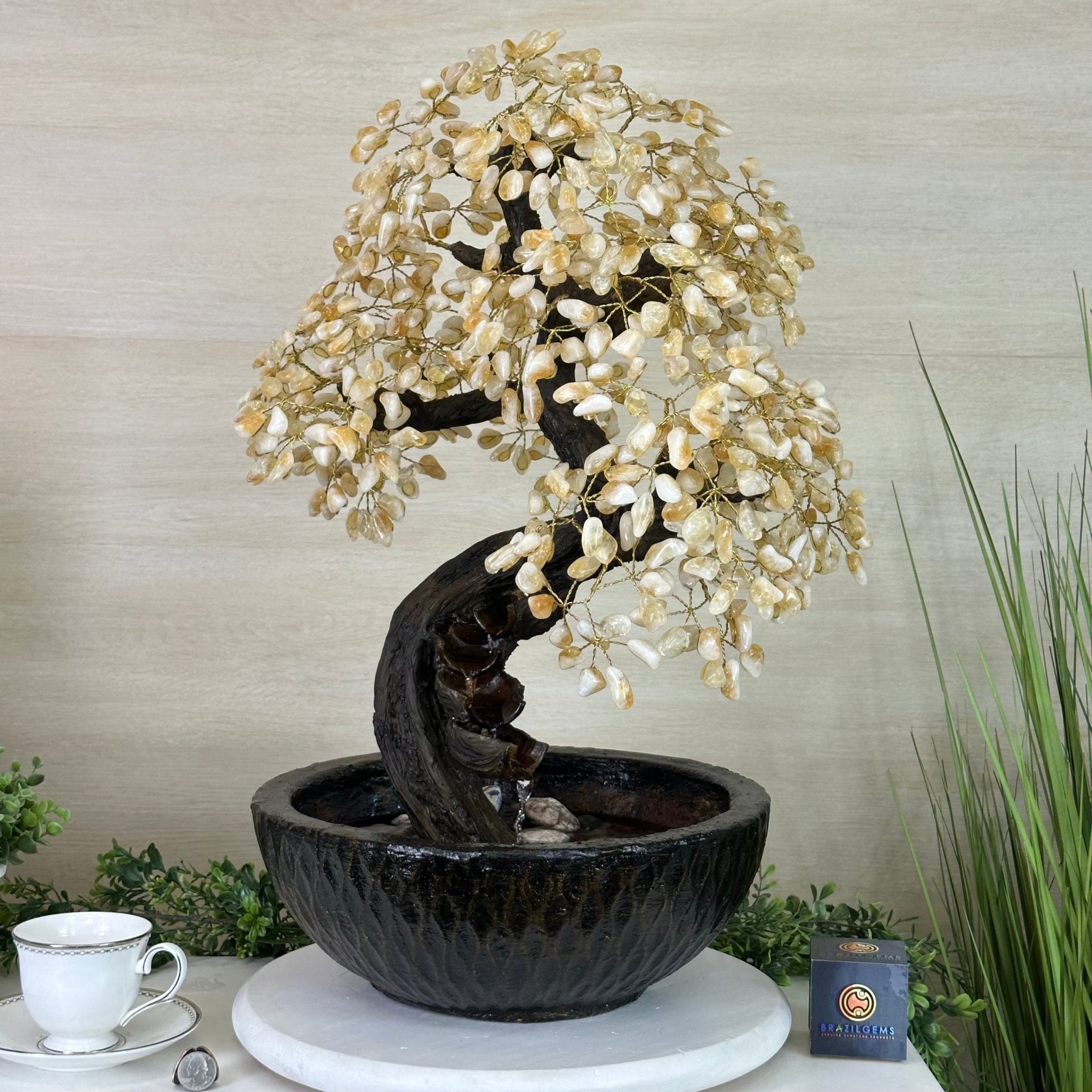 26" Tall Citrine Gemstone Fountain Tree with Ceramic Bowl, 690 Gem Leaves #5476CIFB - 001 - Brazil GemsBrazil Gems26" Tall Citrine Gemstone Fountain Tree with Ceramic Bowl, 690 Gem Leaves #5476CIFB - 001Gemstone Trees5476CIFB - 001