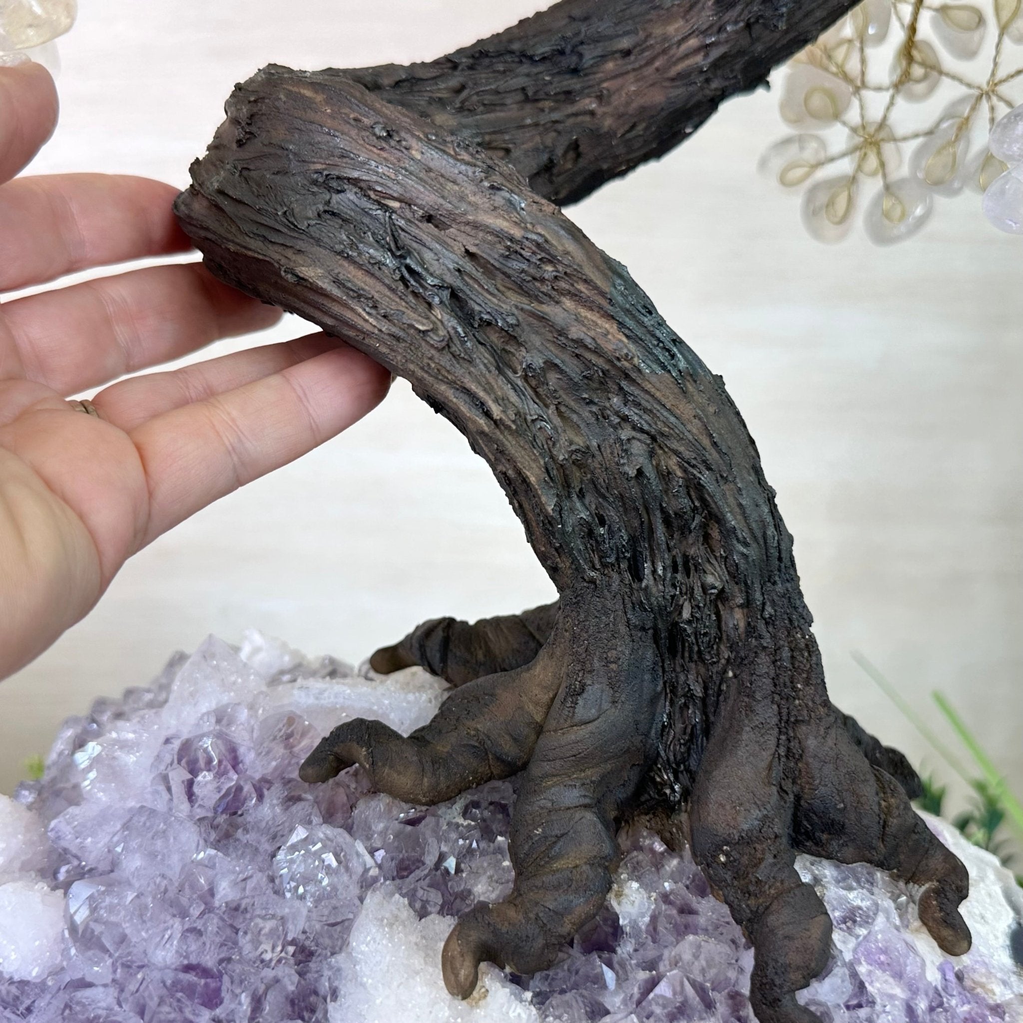 26" Tall Large Clear Quartz Gemstone Tree on an Amethyst Base, 720 gems #5407CQ - 010 - Brazil GemsBrazil Gems26" Tall Large Clear Quartz Gemstone Tree on an Amethyst Base, 720 gems #5407CQ - 010Gemstone Trees5407CQ - 010