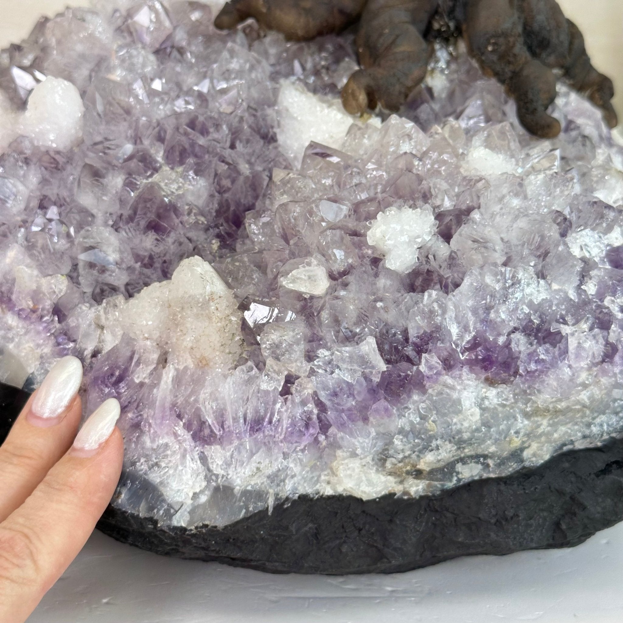 26" Tall Large Clear Quartz Gemstone Tree on an Amethyst Base, 720 gems #5407CQ - 010 - Brazil GemsBrazil Gems26" Tall Large Clear Quartz Gemstone Tree on an Amethyst Base, 720 gems #5407CQ - 010Gemstone Trees5407CQ - 010